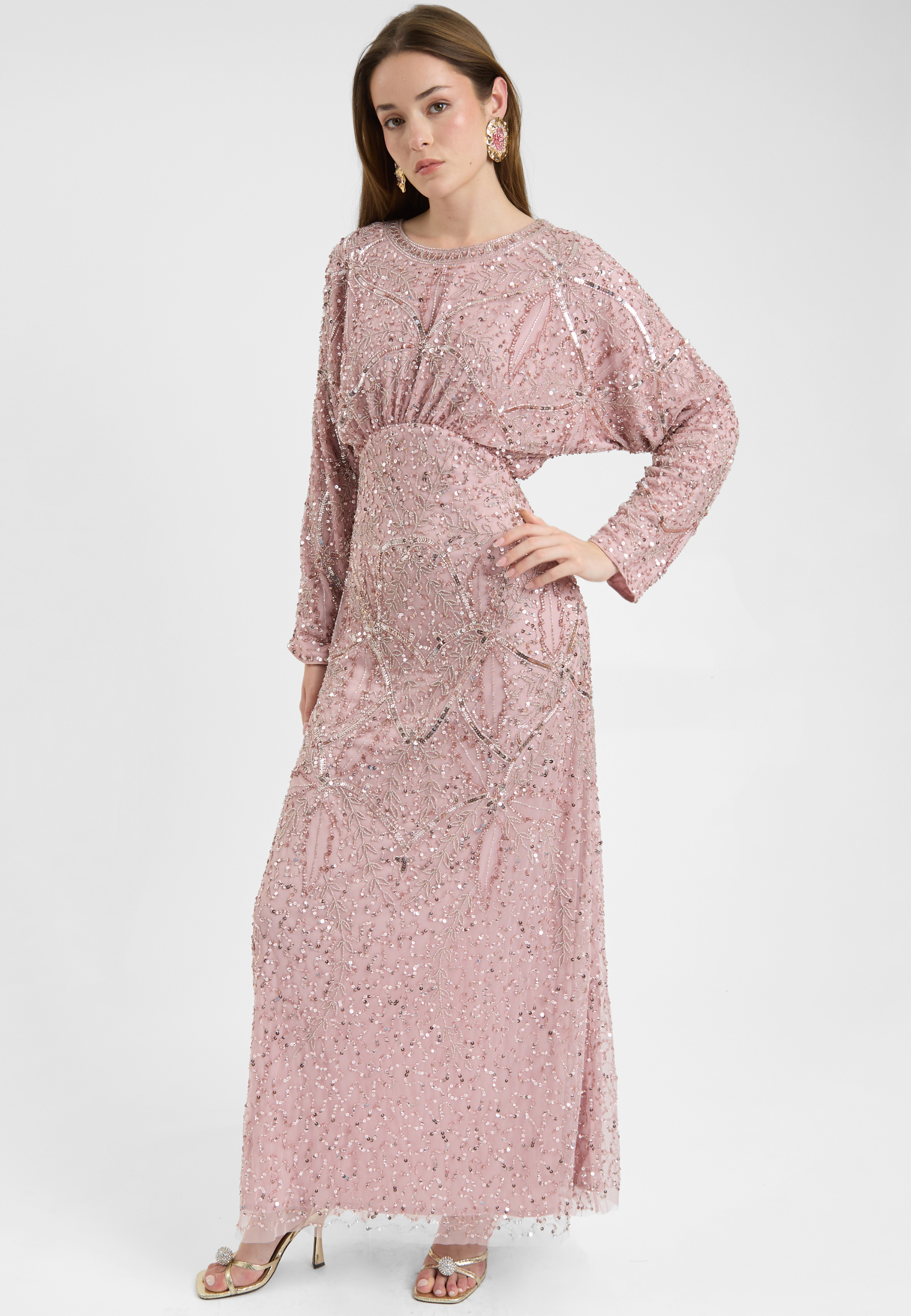 Elma Modest Embellished Sequin Maxi Dress | MTZ250708