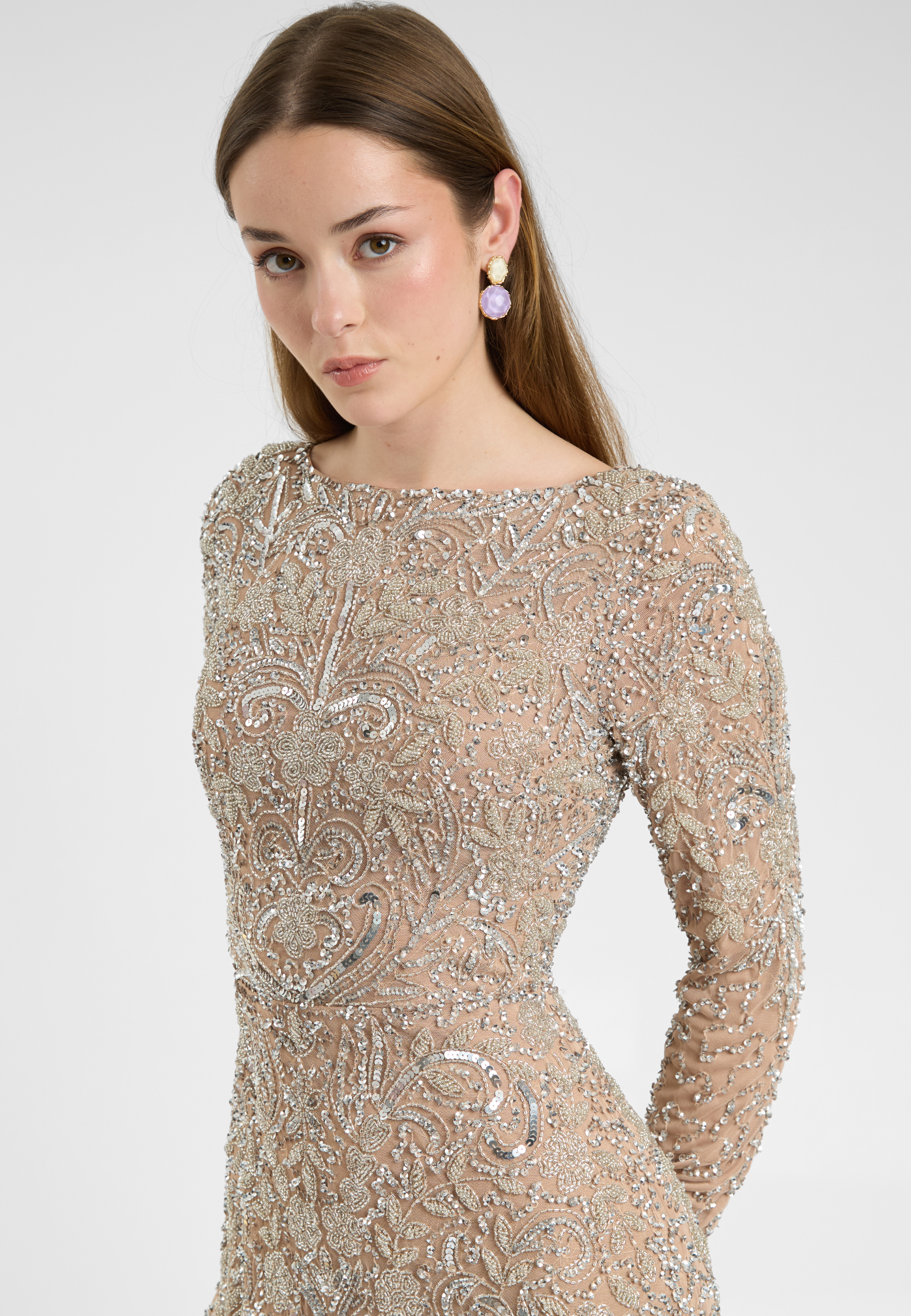 Raisa Modest Embellished Sequin Maxi Dress | MTZ250415