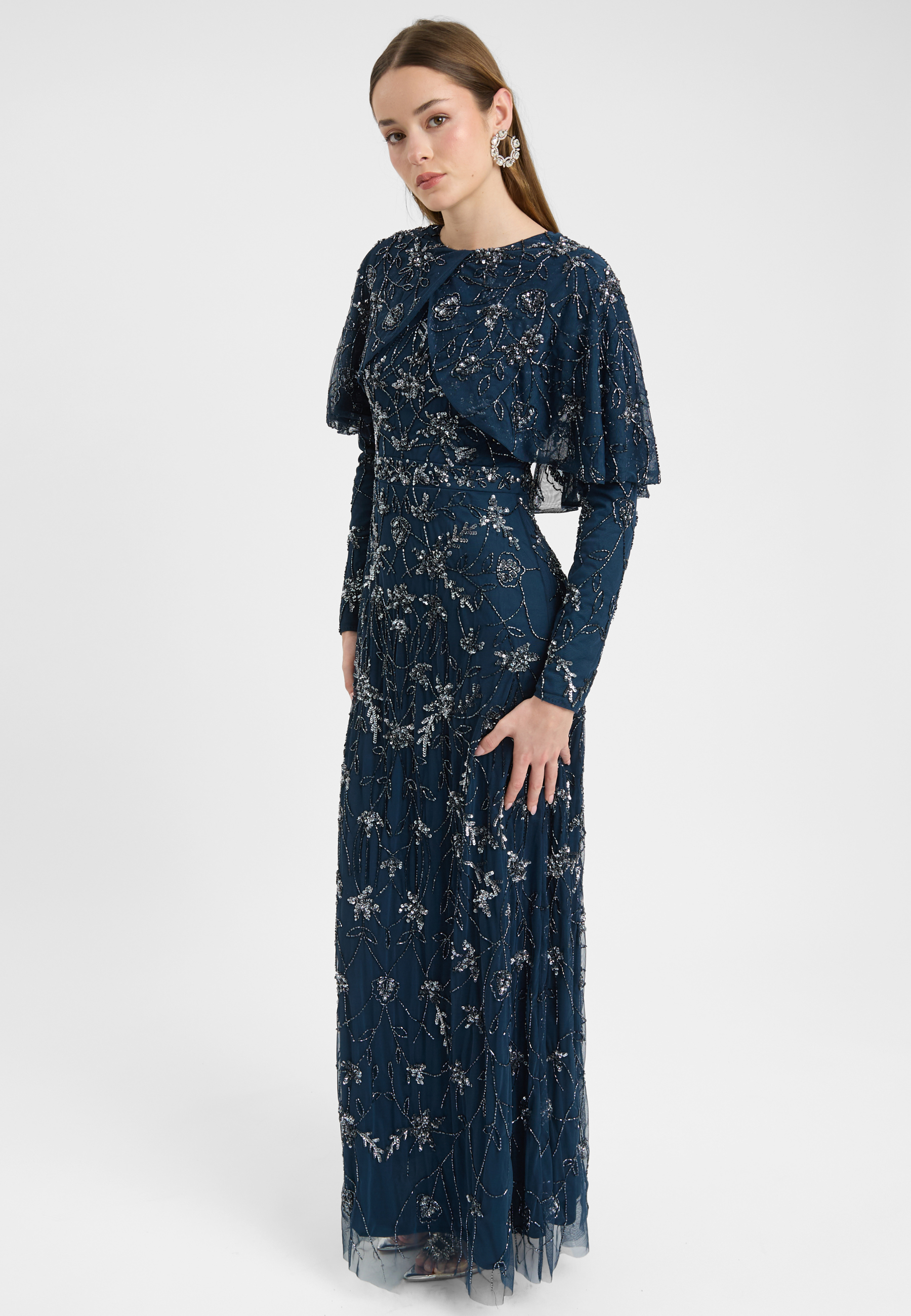 Soraya Modest Embellished Sequin Maxi Dress | MTZ250801
