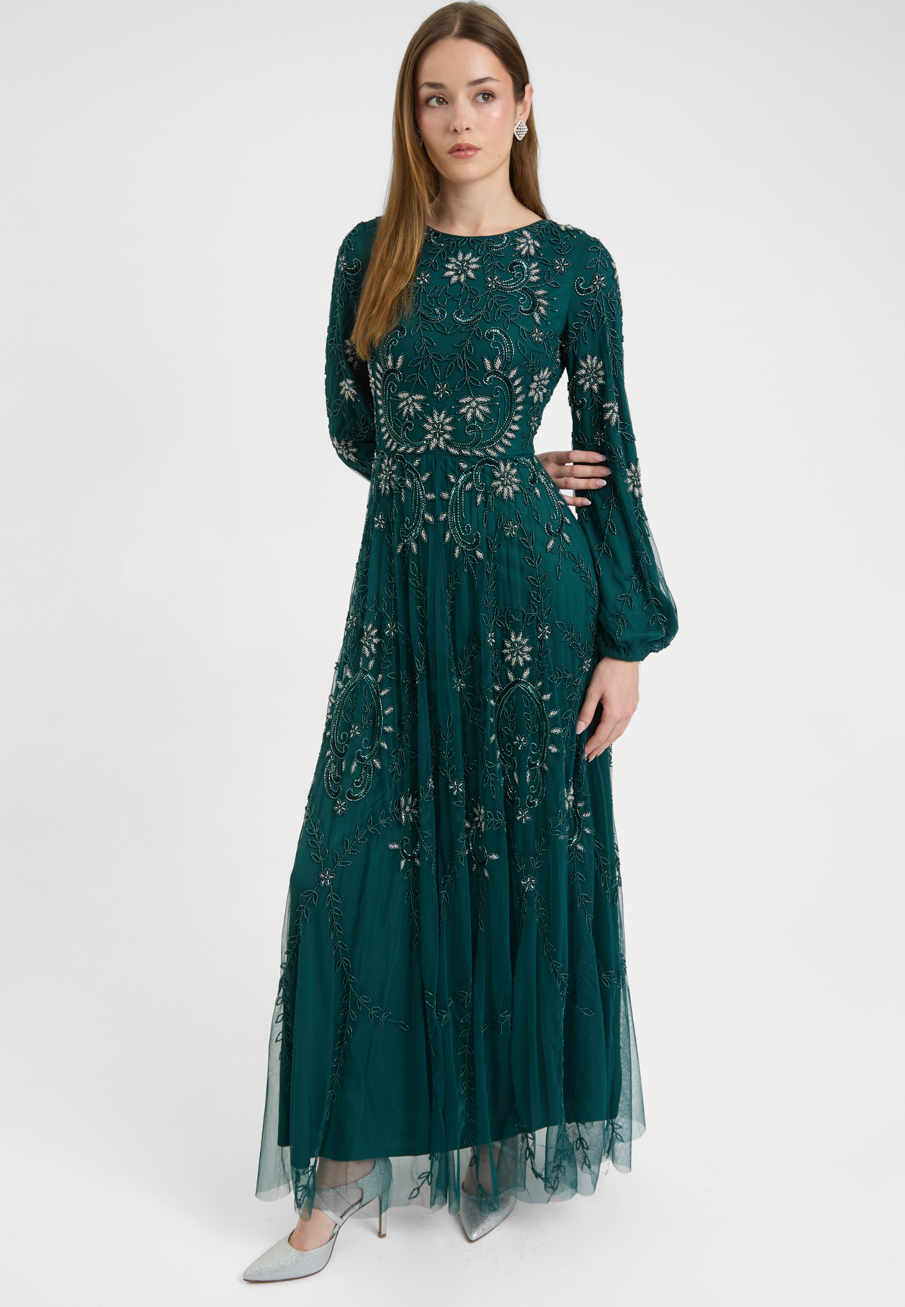 Rawa Modest Embellished Sequin Maxi Dress | MTZ250710