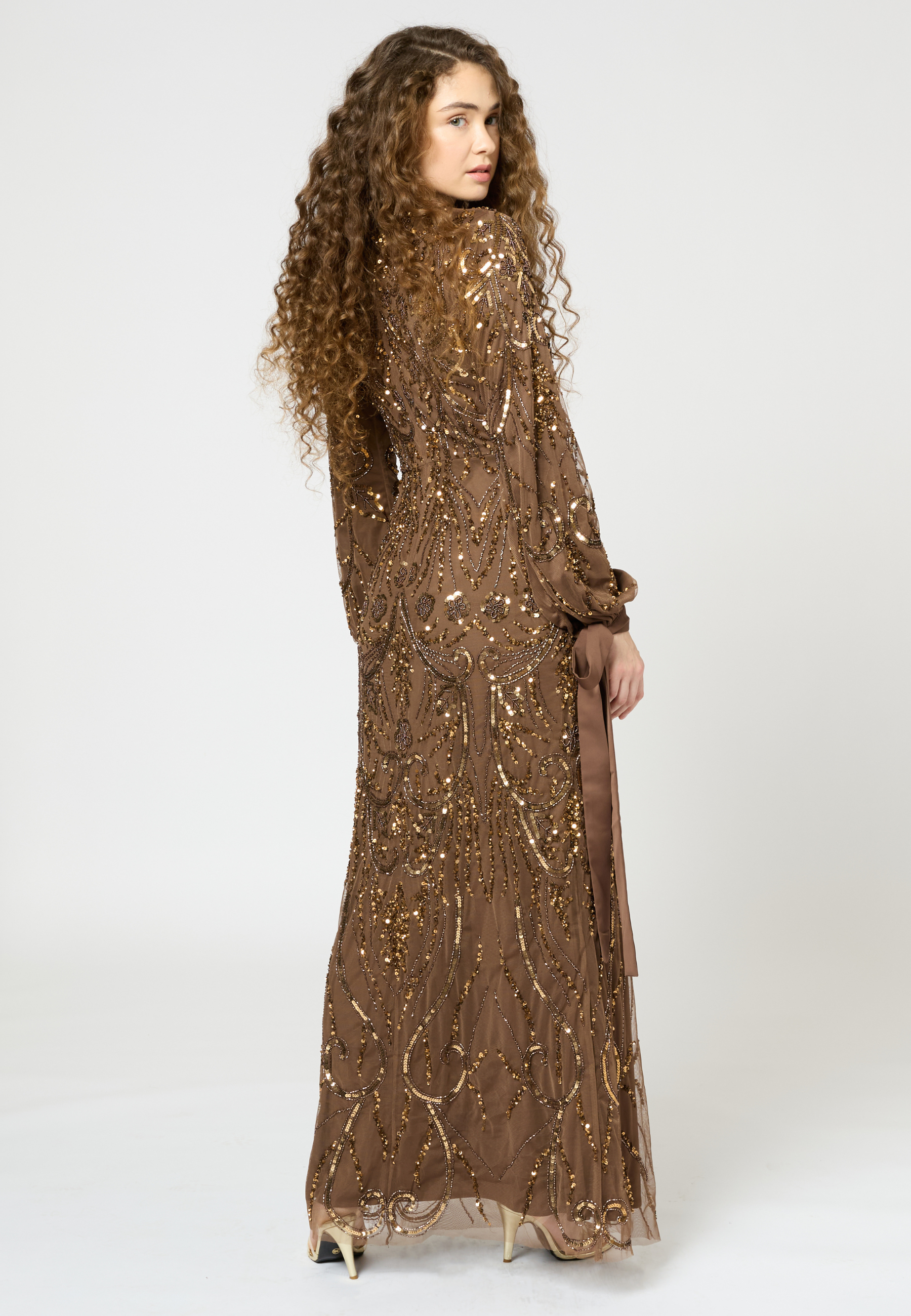 Nayal Modest Embellished Sequin Maxi Dress | MTZ250403