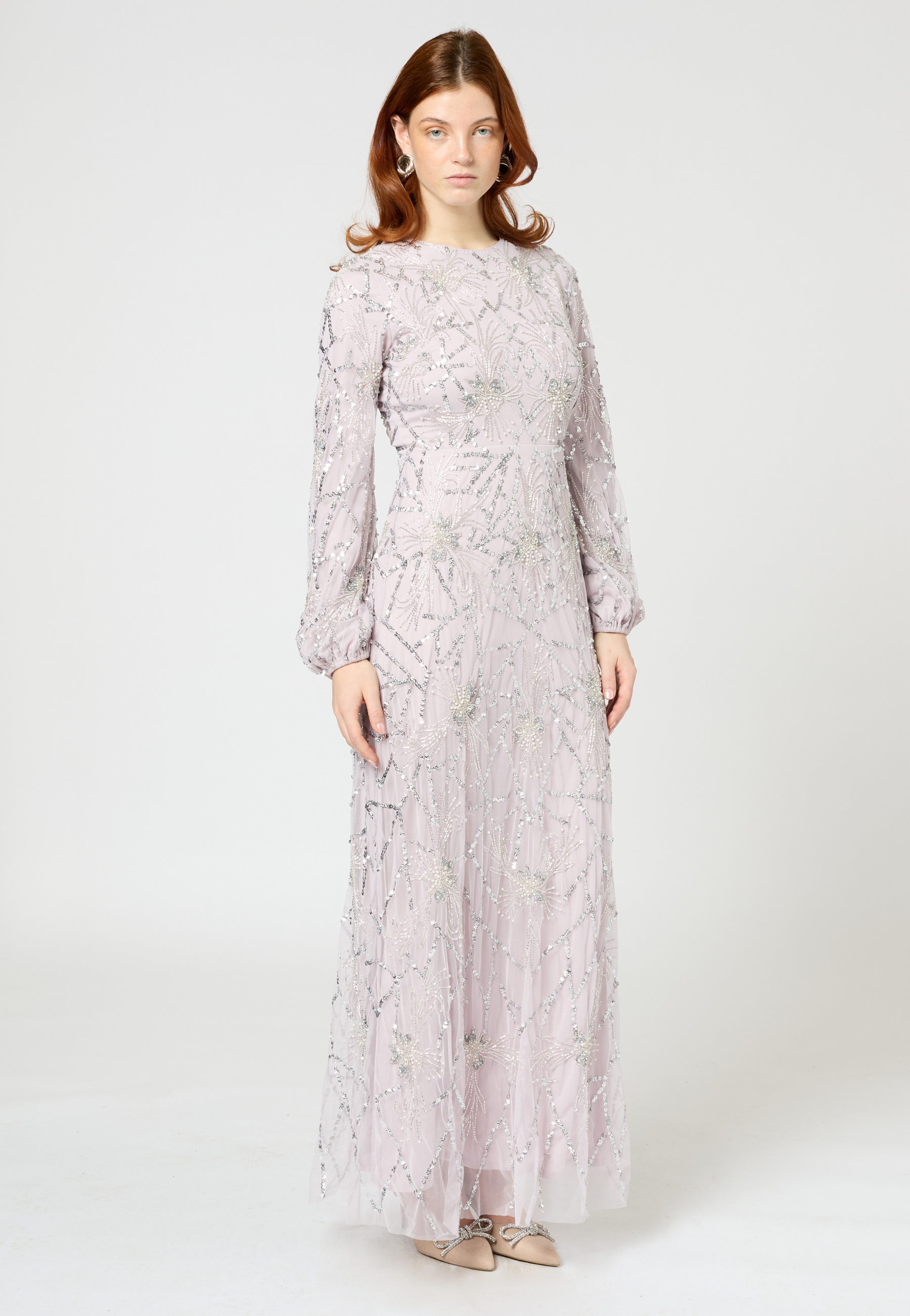 Kay Modest Embellished Sequin Maxi Dress | MTZ250417