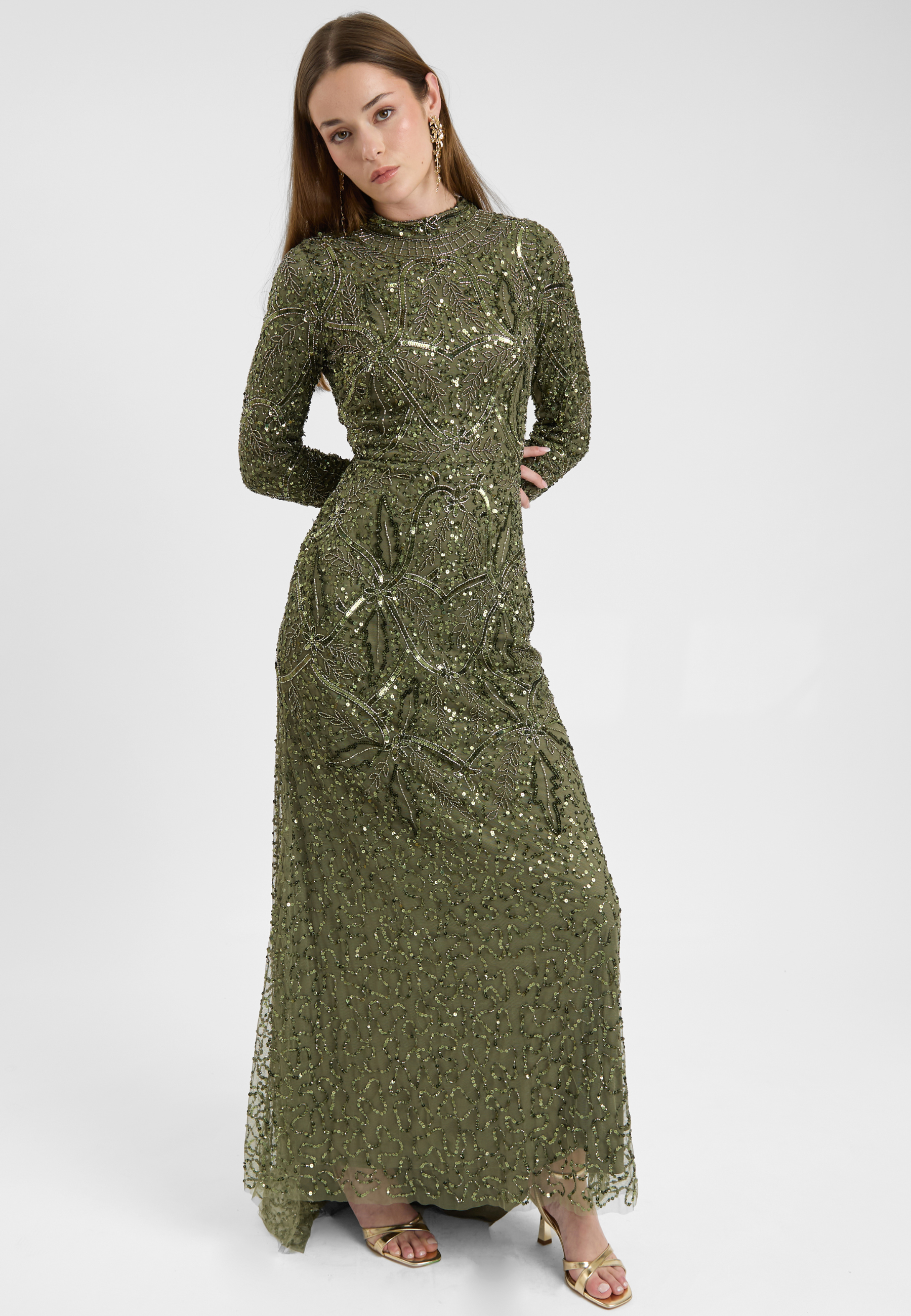 Talia Modest Embellished Sequin Maxi Dress | MTZ250412
