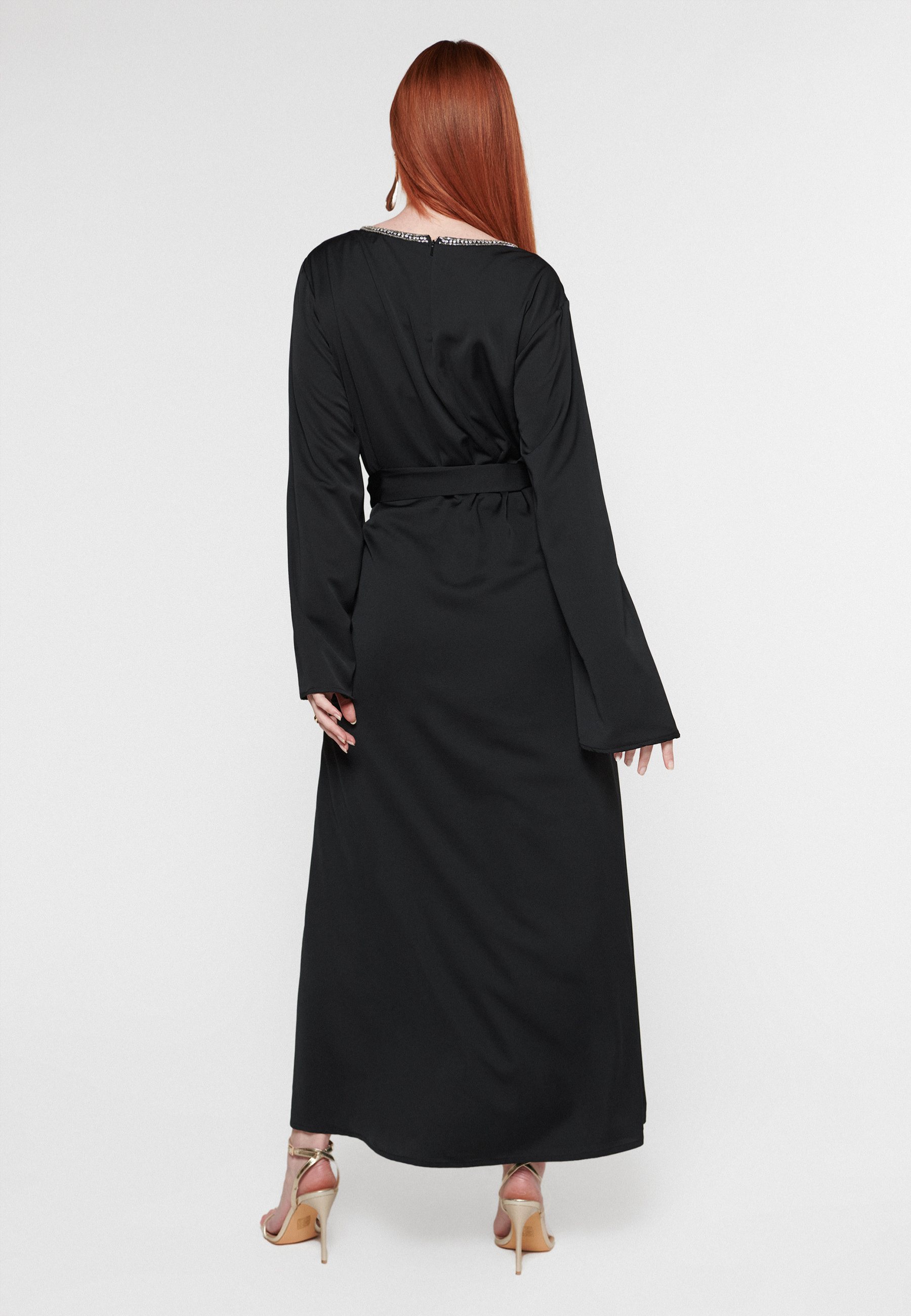 Esin Satin Modest Maxi Dress | STS240810