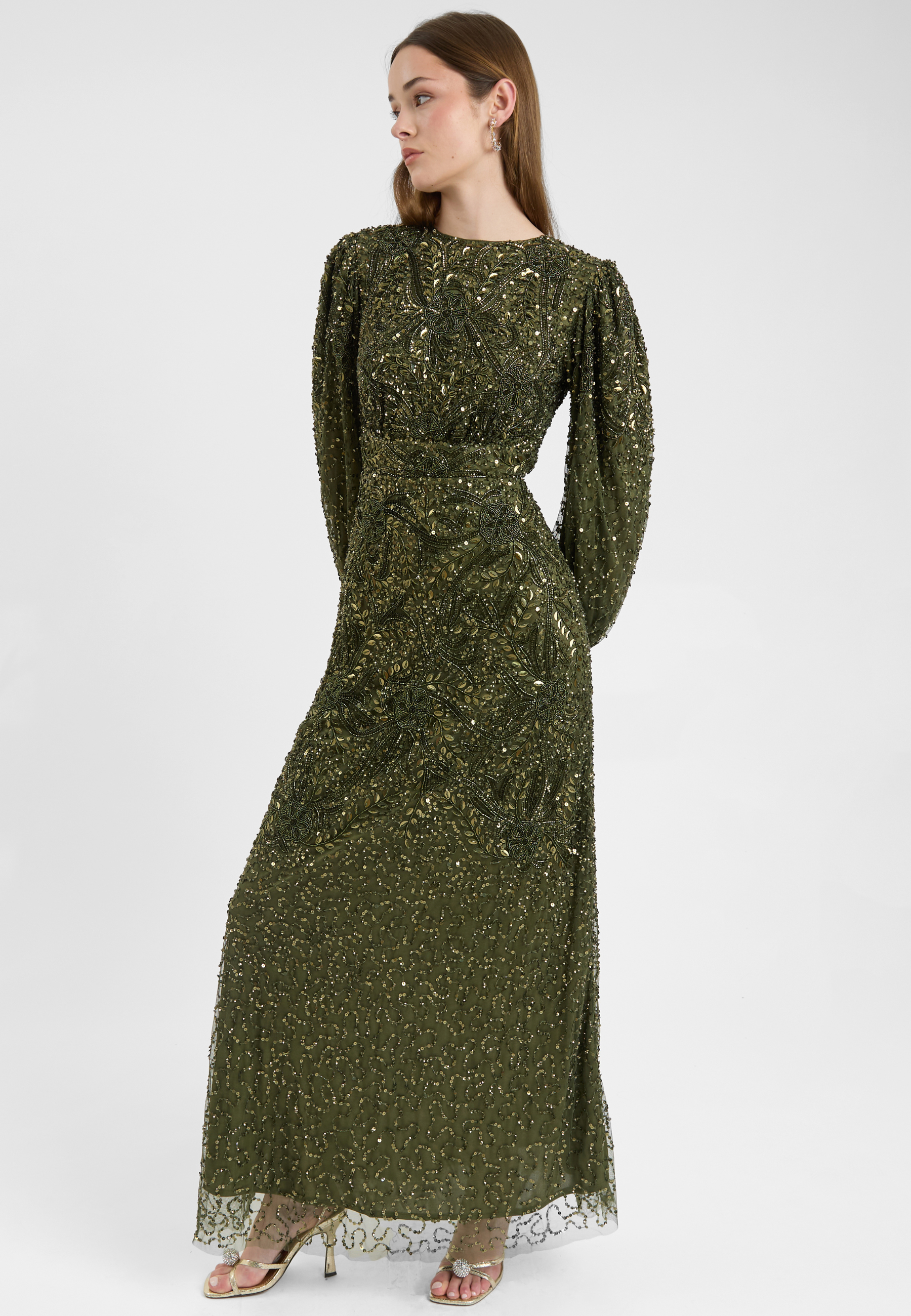 Lujen Embellished Sequin Maxi Dress | MTZ250712