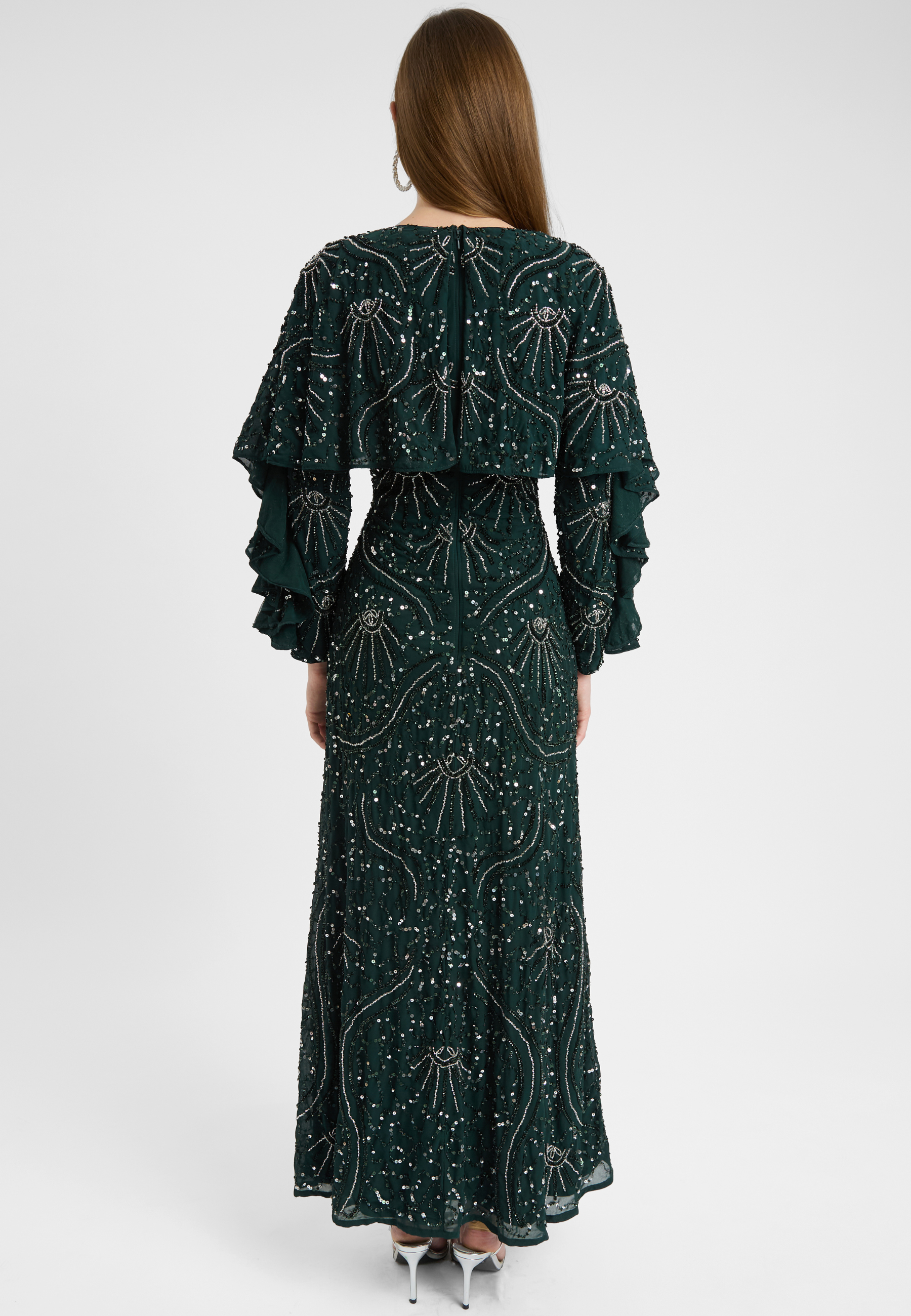 Elin Modest Embellished Sequin Maxi Dress | MTZ250406