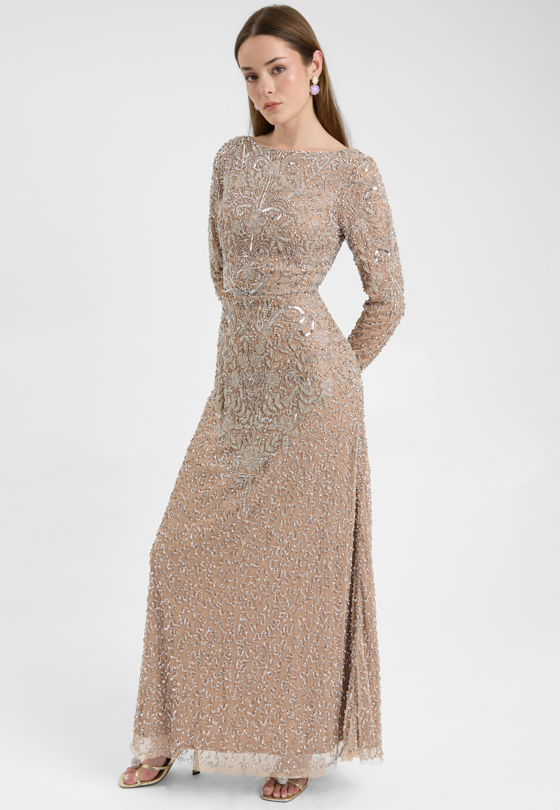 Raisa Modest Embellished Sequin Maxi Dress | MTZ250415