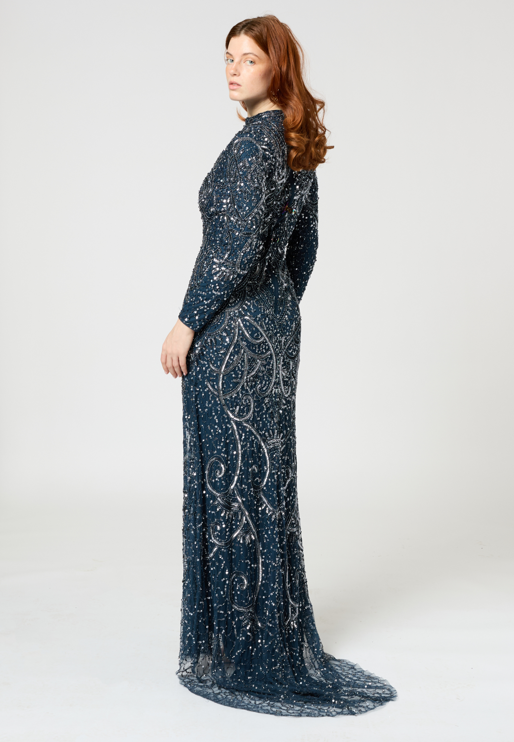 Ahlam Modest Embellished Sequin Maxi Dress | MTZ250308NVY MARYISA Ahlam Modest Embellished Sequin Maxi Dress | MTZ250308NVY MARYISA