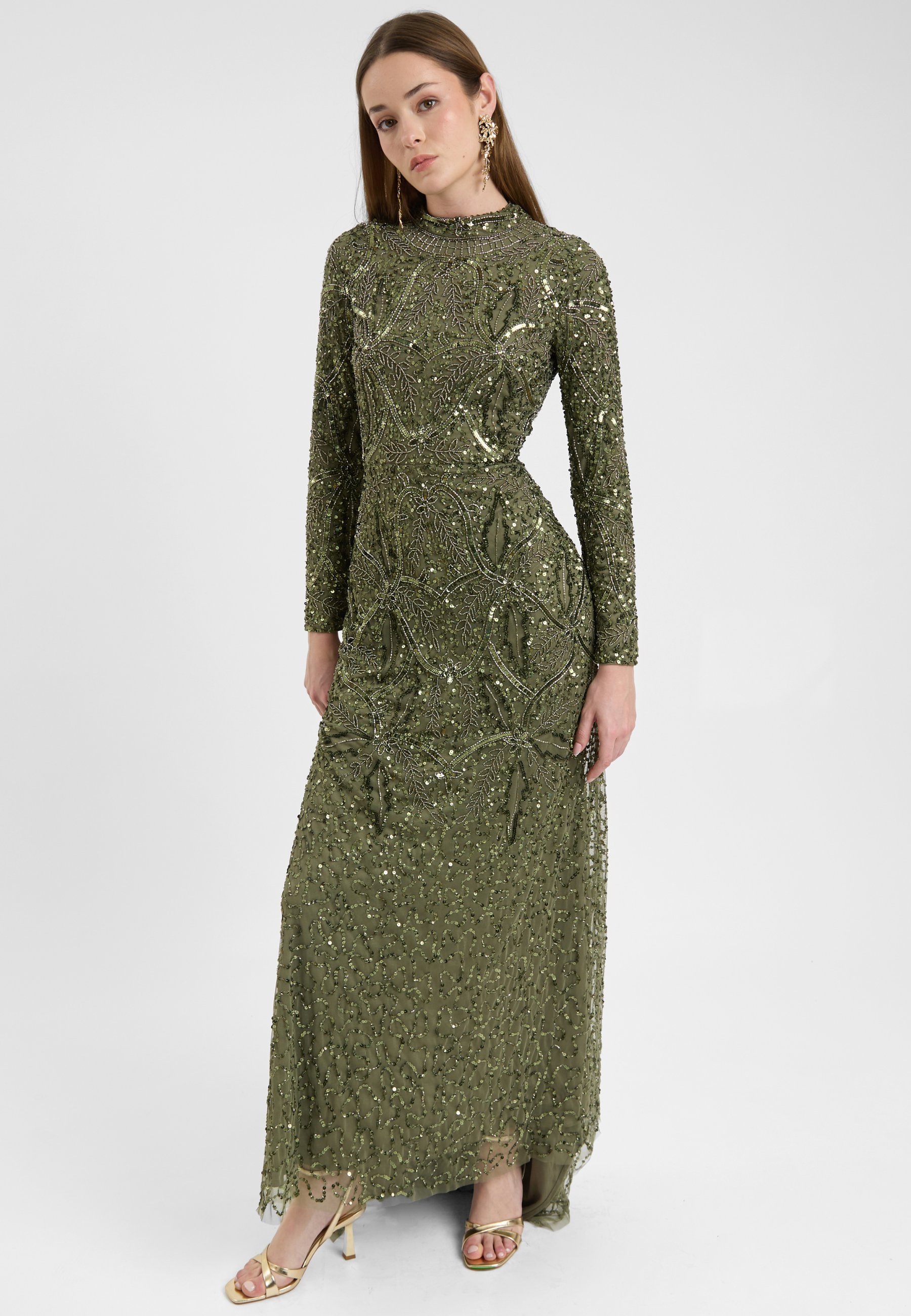 Talia Modest Embellished Sequin Maxi Dress | MTZ250412