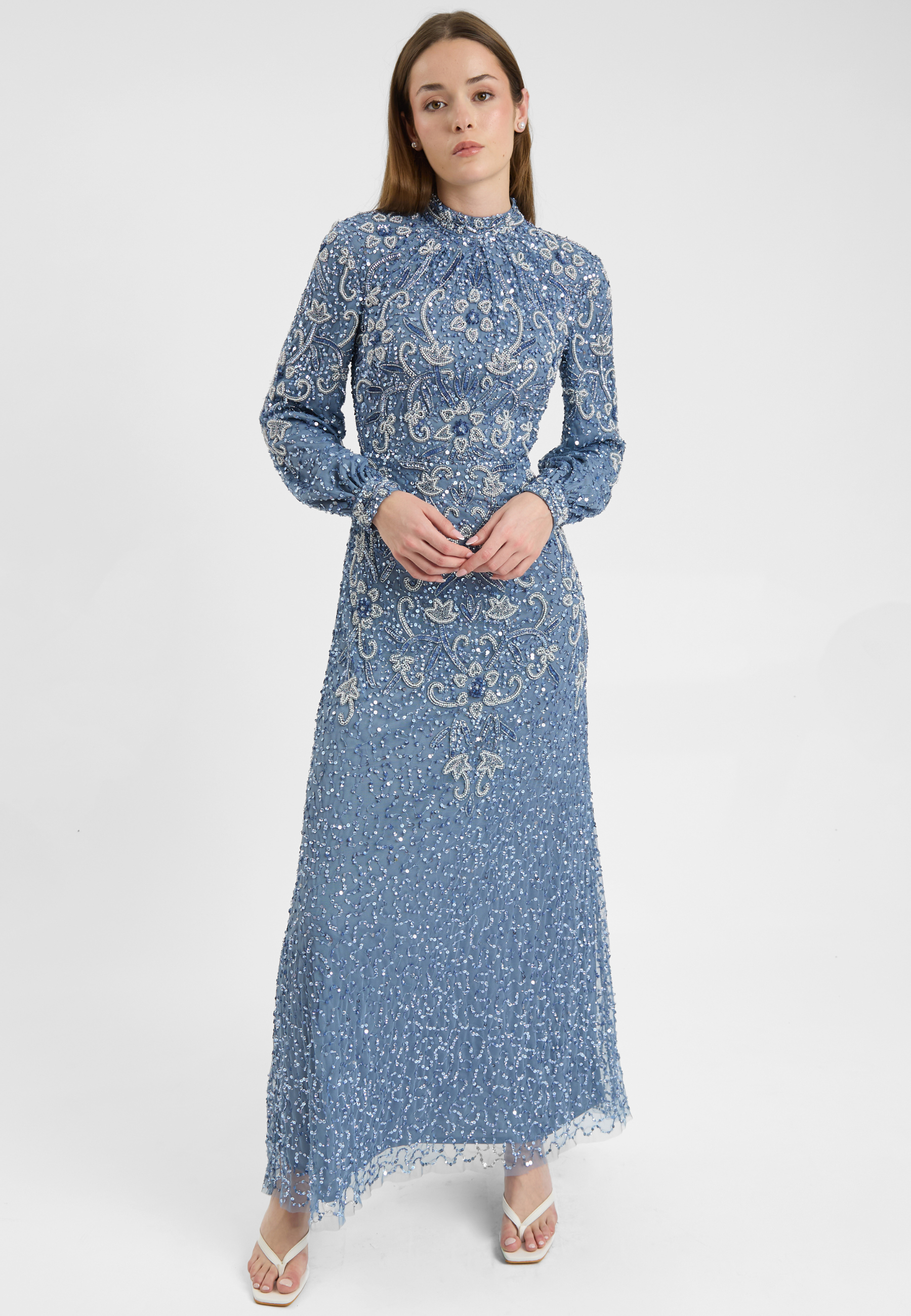 Amani Modest Embellished Sequin Maxi Dress | MTZ250705