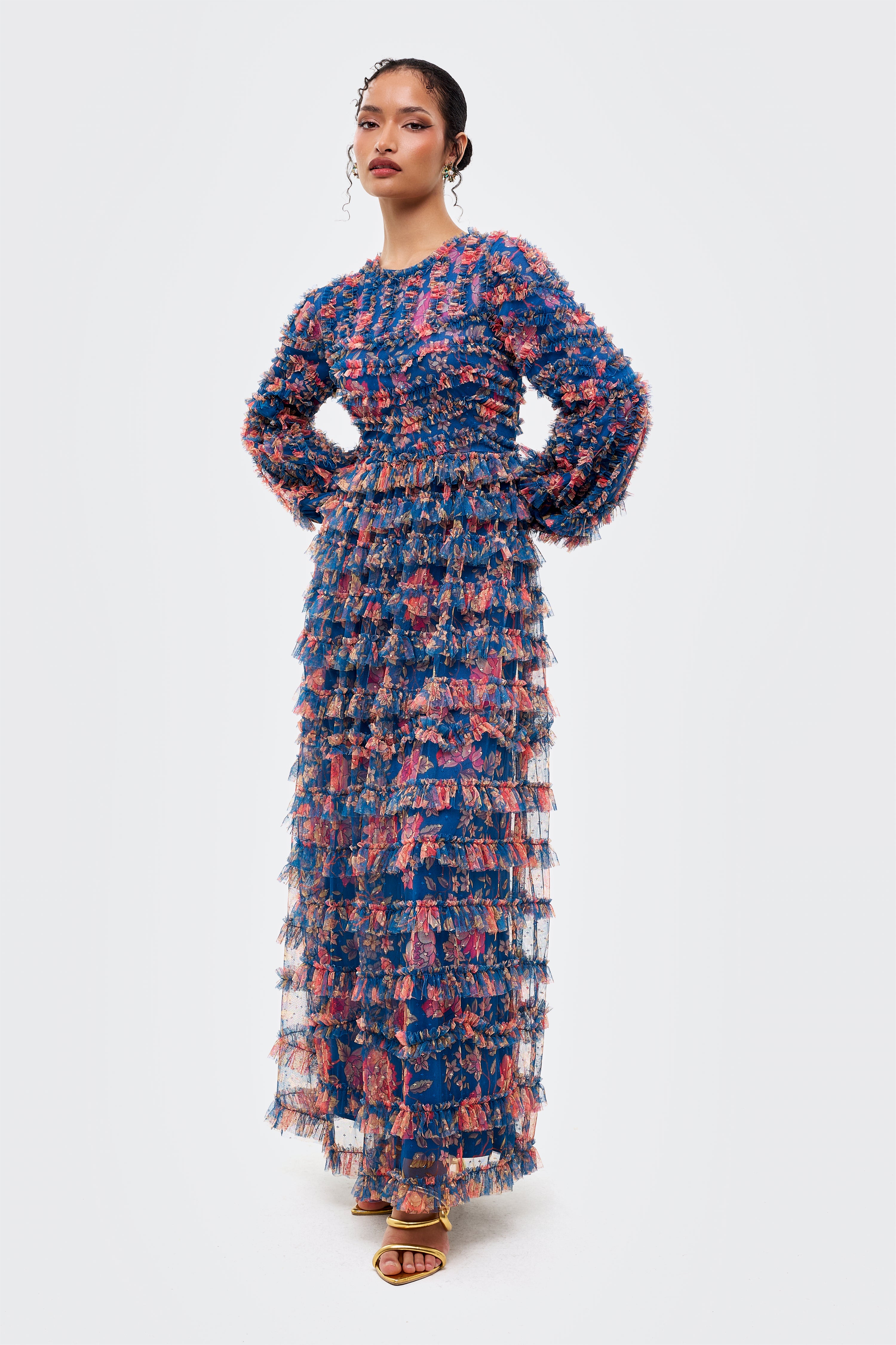 Rose Modest Ruffle Maxi Dress | MTZ260215