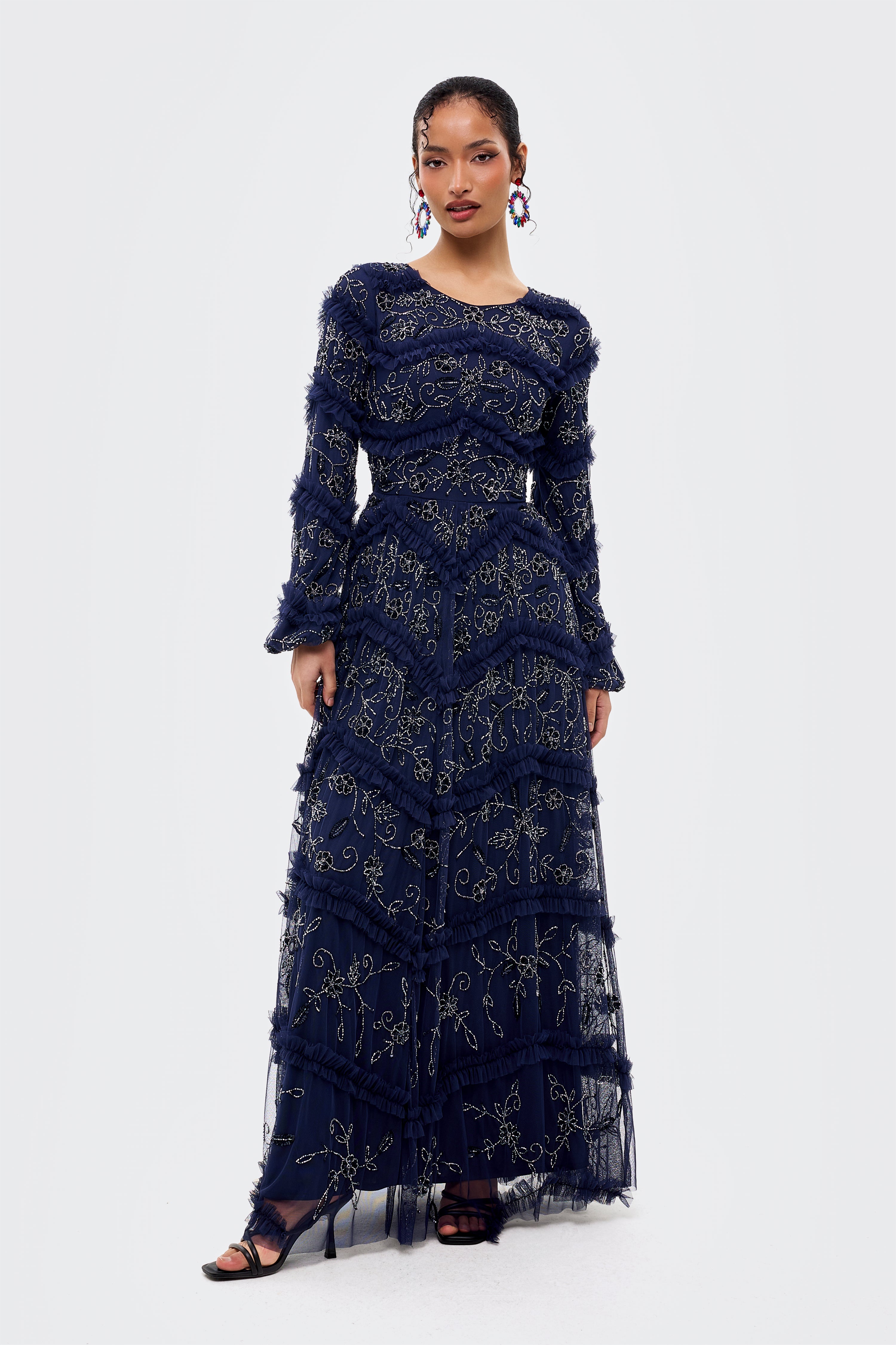 lilah maxi dress Lilah Modest Sequin Maxi Dress