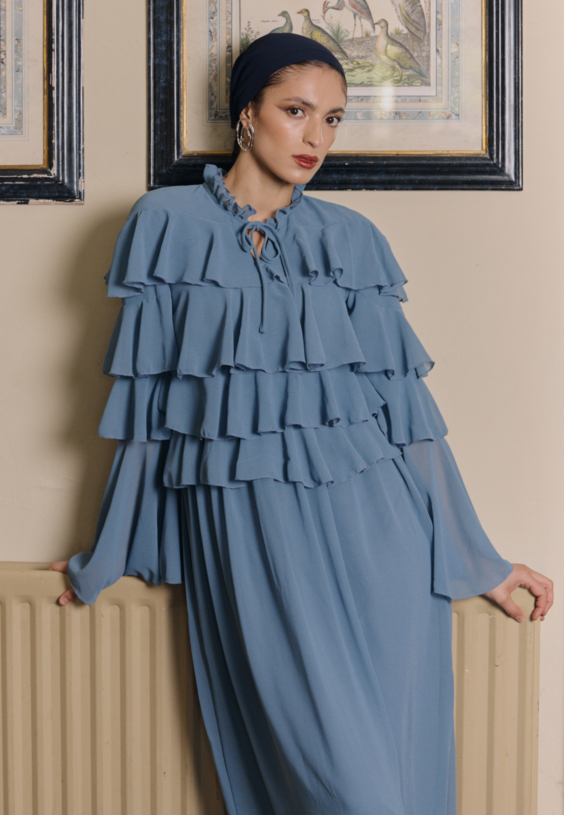 Noora Modest Ruffle Maxi Dress | MTZ250125