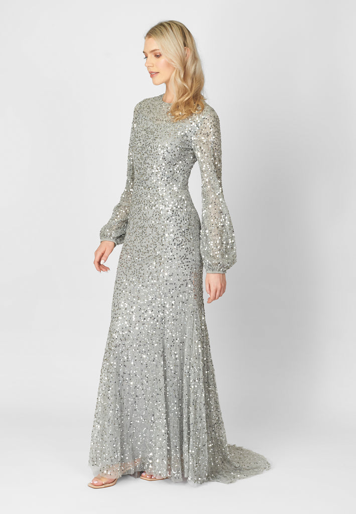 NIDA EMBELLISHED SEQUIN DRESS