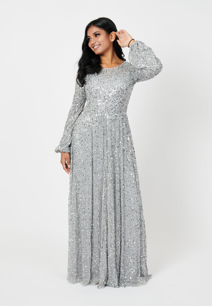 RABIA  EMBELLISHED SEQUIN DRESS