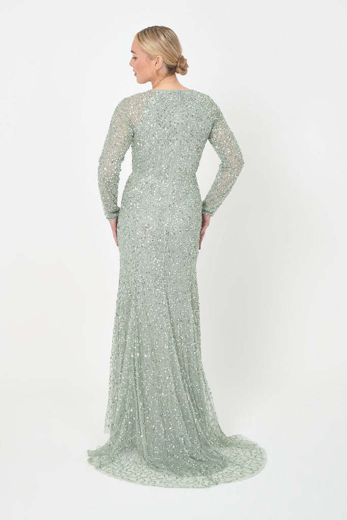 AFEERA EMBELLISHED SEQUIN DRESS BACK