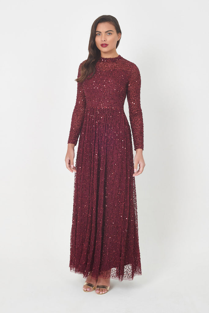 DIBA EMBELLISHED SEQUIN MAXI DRESS FRONT 1