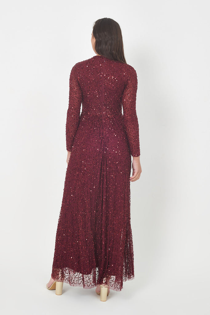 DIBA EMBELLISHED SEQUIN MAXI DRESS BACK