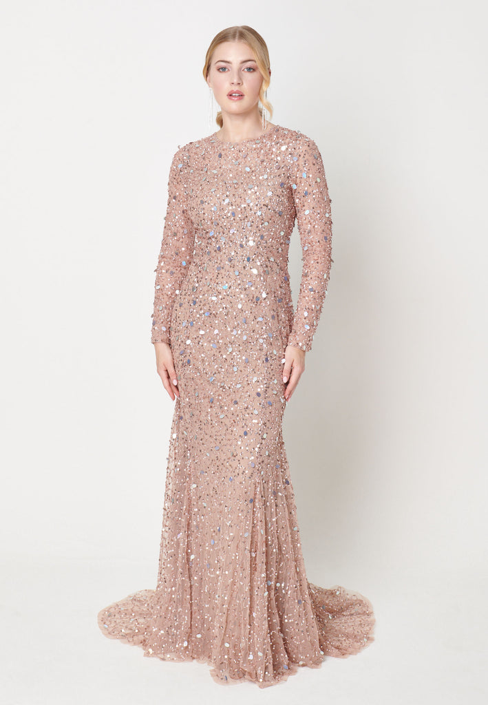 AZRA EMBELLISHED SEQUIN DRESS FRONT 1