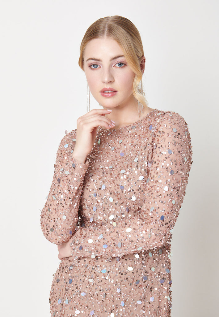 AZRA EMBELLISHED SEQUIN DRESS FRONT 3