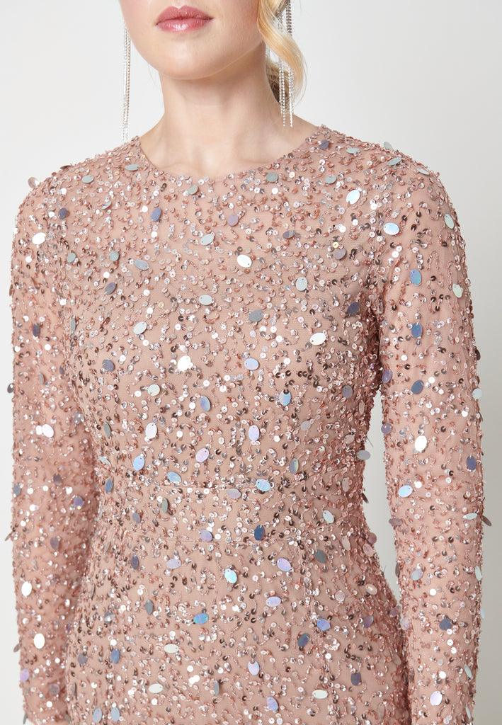 AZRA EMBELLISHED SEQUIN DRESS CLOSEUP