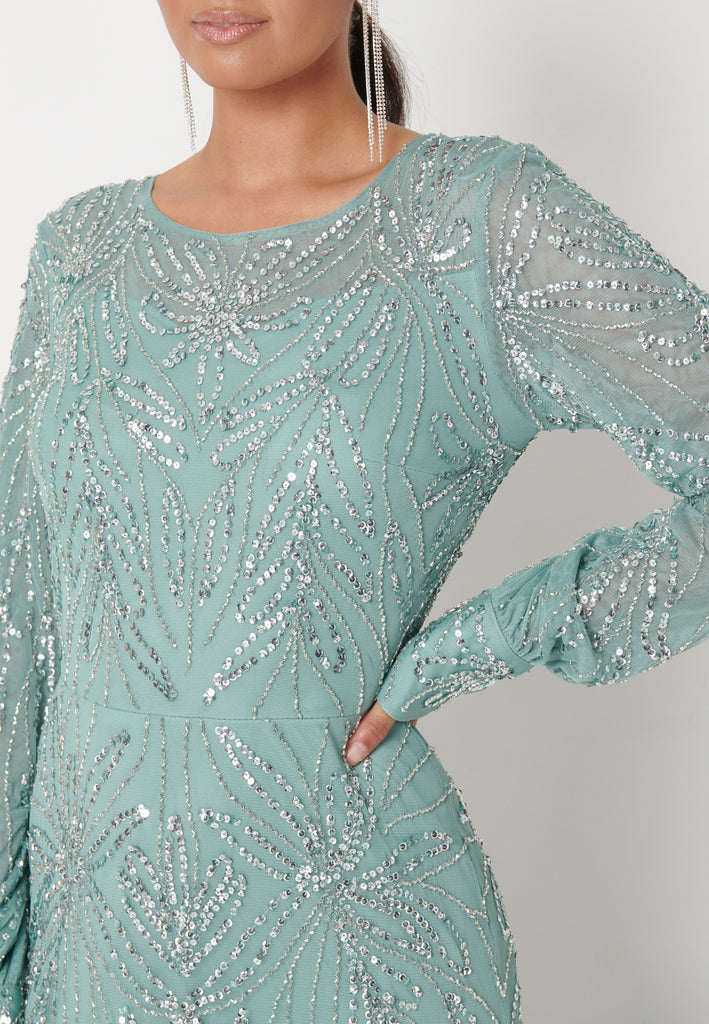 ARFINA EMBELLISHED SEQUIN MAXI DRESS CLOSEUP