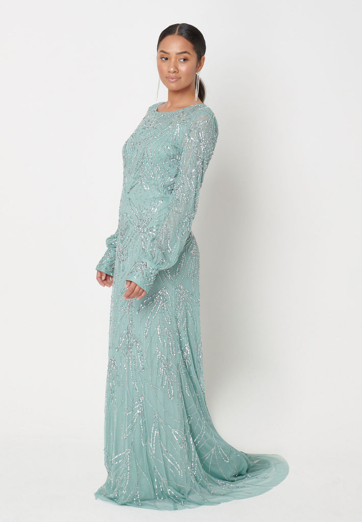 ARFINA EMBELLISHED SEQUIN MAXI DRESS SIDE