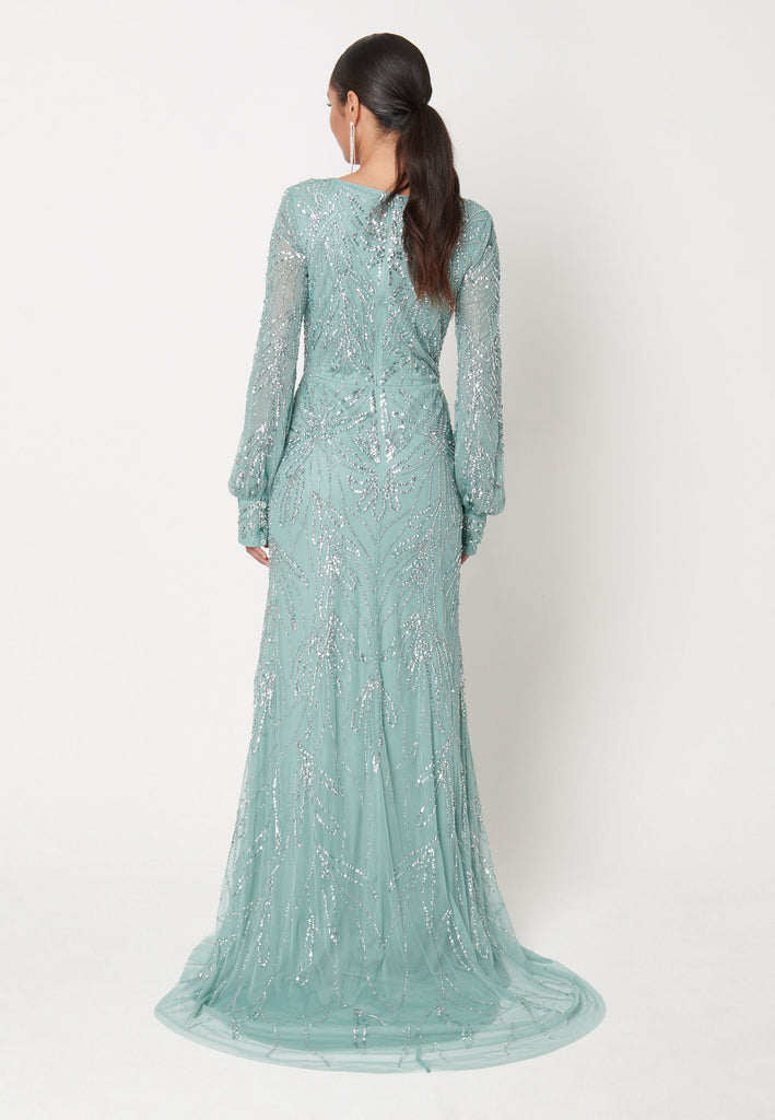 ARFINA EMBELLISHED SEQUIN MAXI DRESS BACK