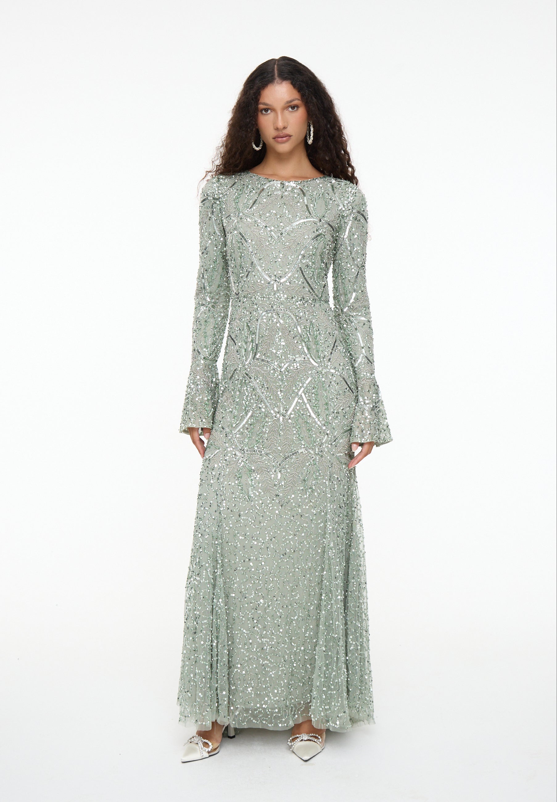 Huda Modest Embellished Sequin Maxi Dress | MTZ250810