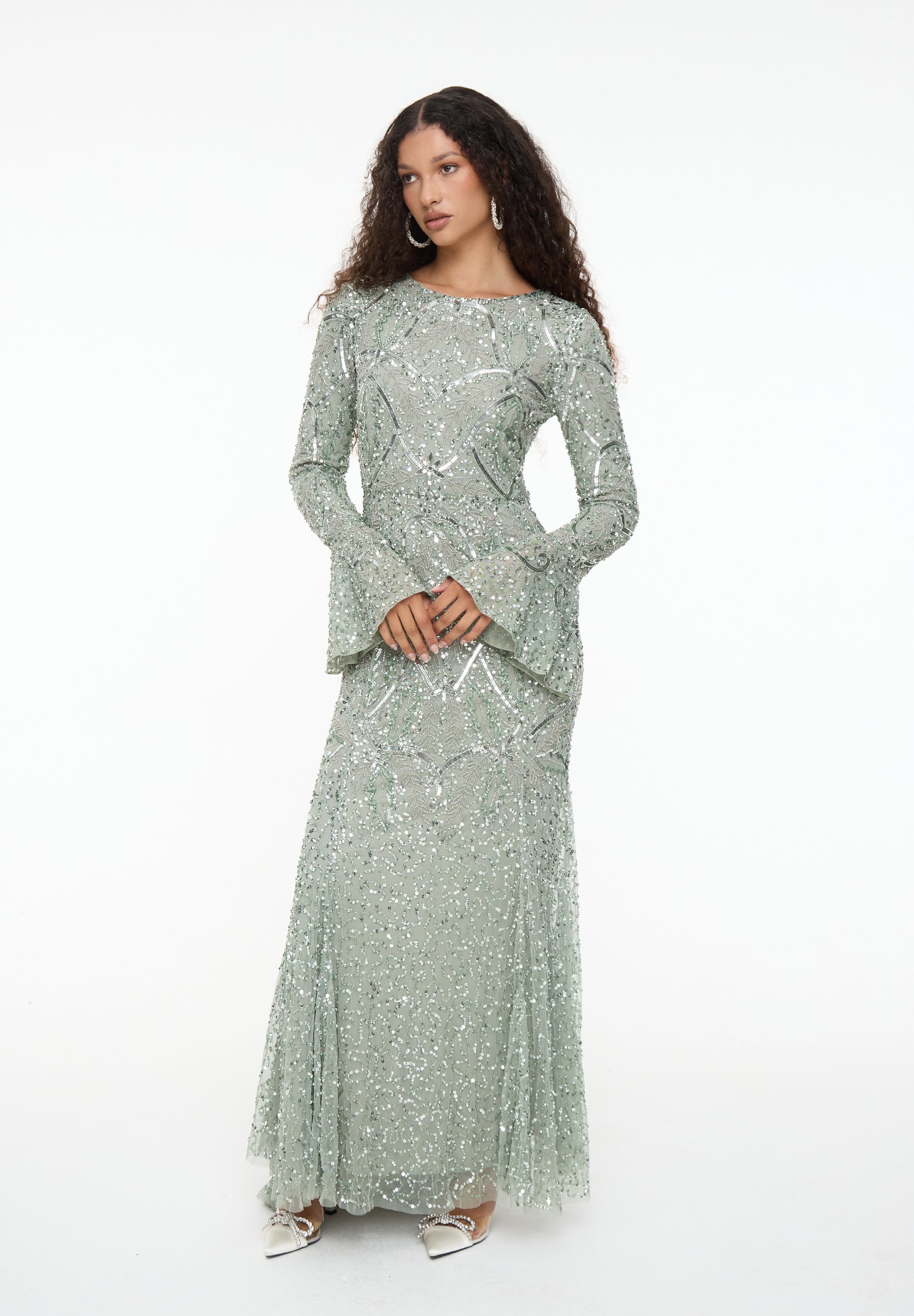Huda Modest Embellished Sequin Maxi Dress | MTZ250810