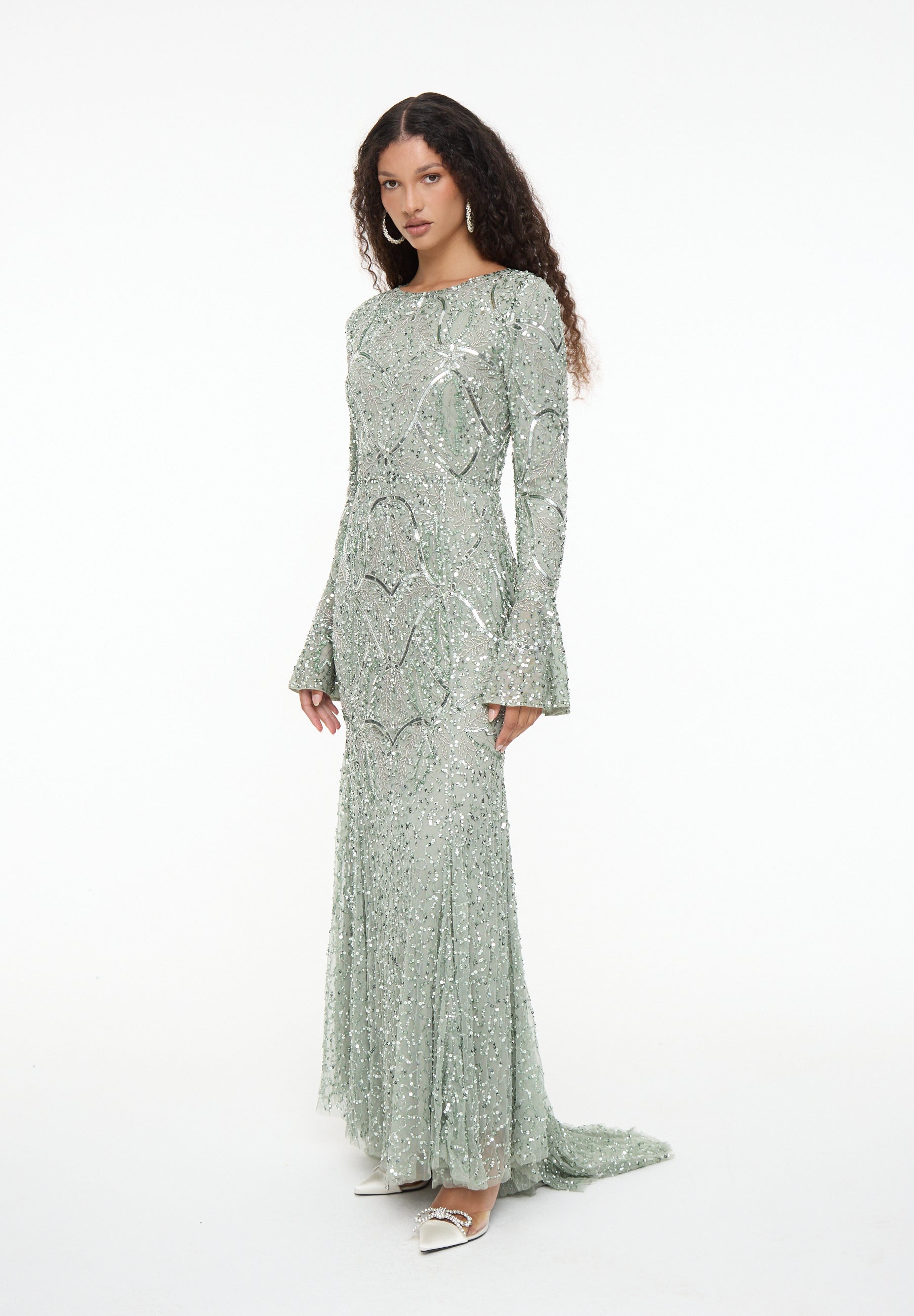 Huda Modest Embellished Sequin Maxi Dress