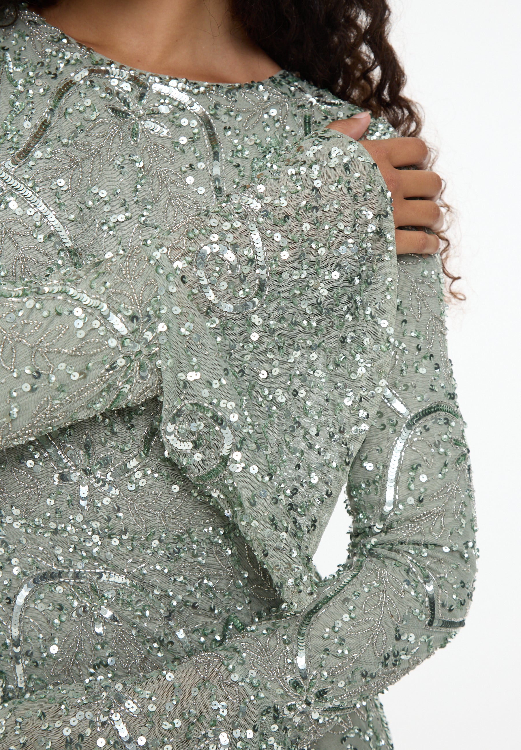 Huda Modest Embellished Sequin Maxi Dress | MTZ250810