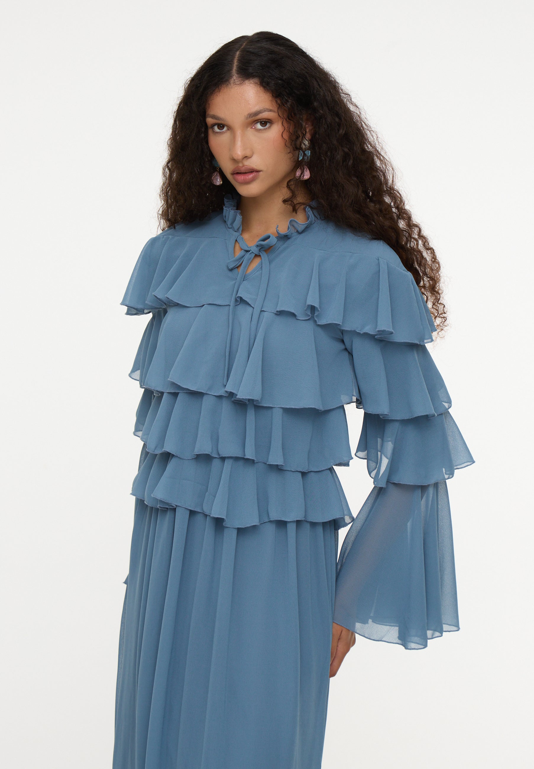 Noora Modest Ruffle Maxi Dress | MTZ250125