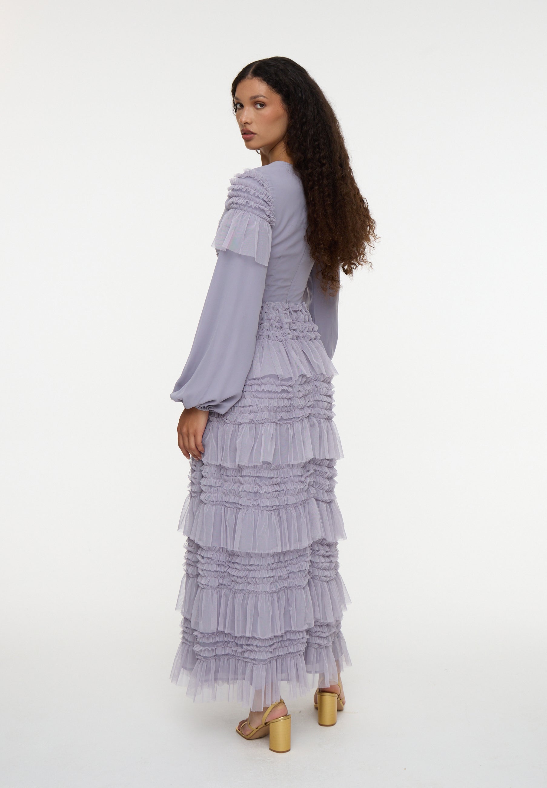Luna Modest Ruffle Maxi Dress | MTZ250121