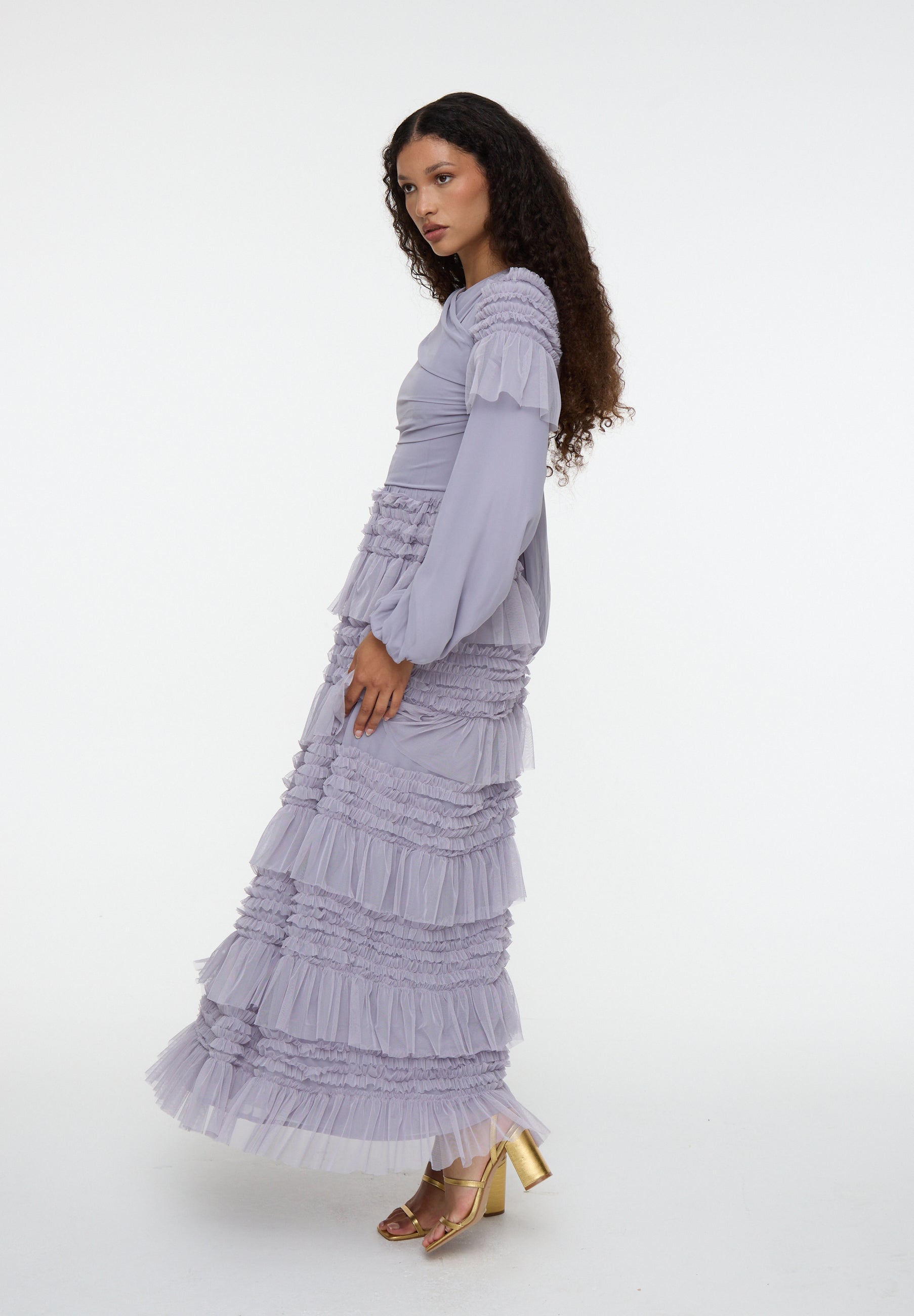 Luna Modest Ruffle Maxi Dress | MTZ250121