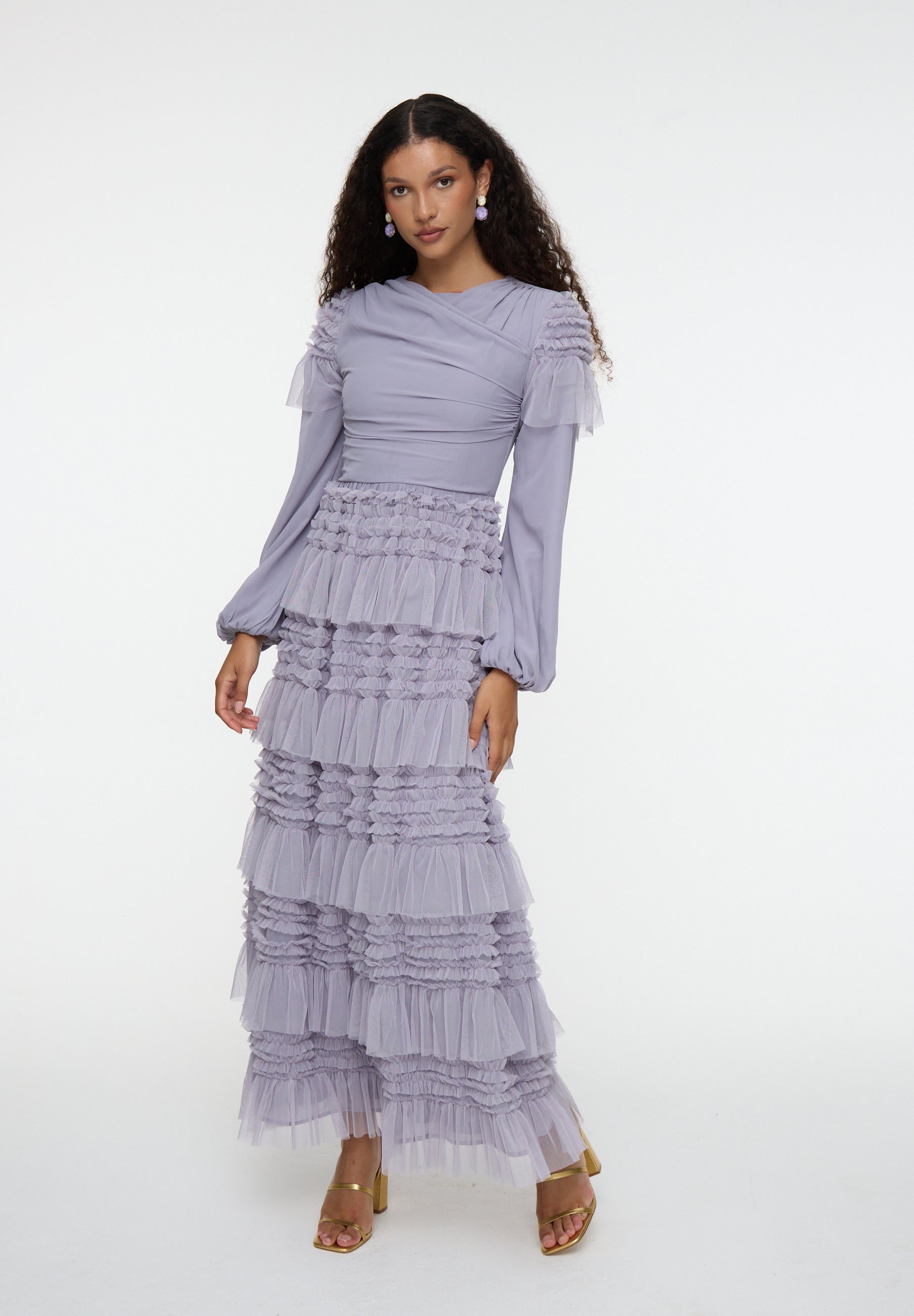 Luna Modest Ruffle Maxi Dress | MTZ250121