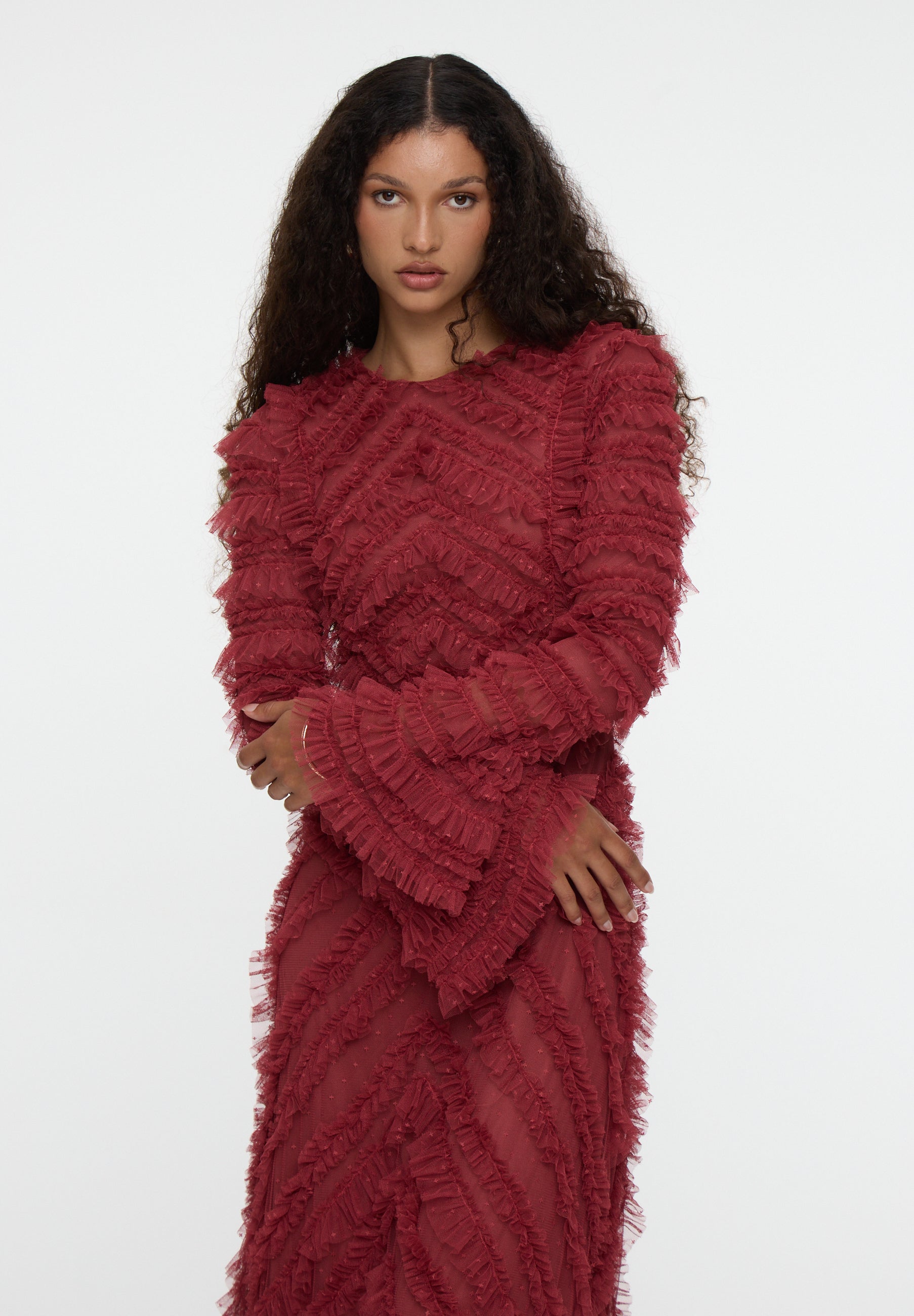 Jane Modest Ruffle Maxi Dress | MTZ250112