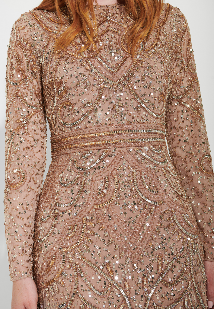 HIZA MODEST EMBELLISHED SEQUIN DRESS