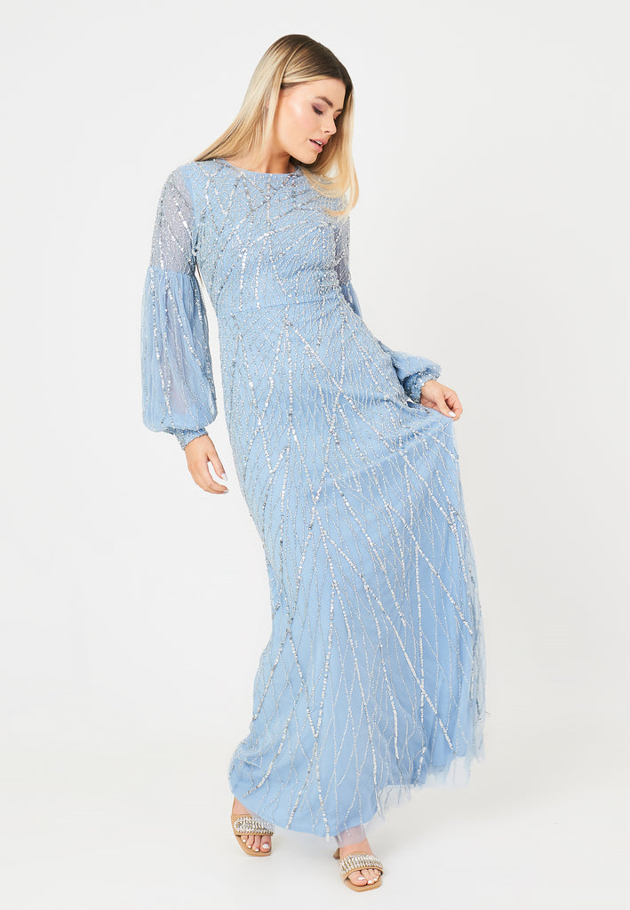 IDA MODEST EMBELLISHED SEQUINS MAXI DRESS |