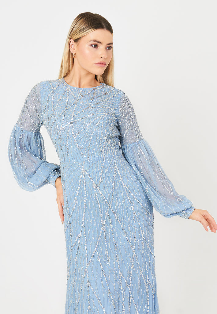 IDA MODEST EMBELLISHED SEQUINS MAXI DRESS |