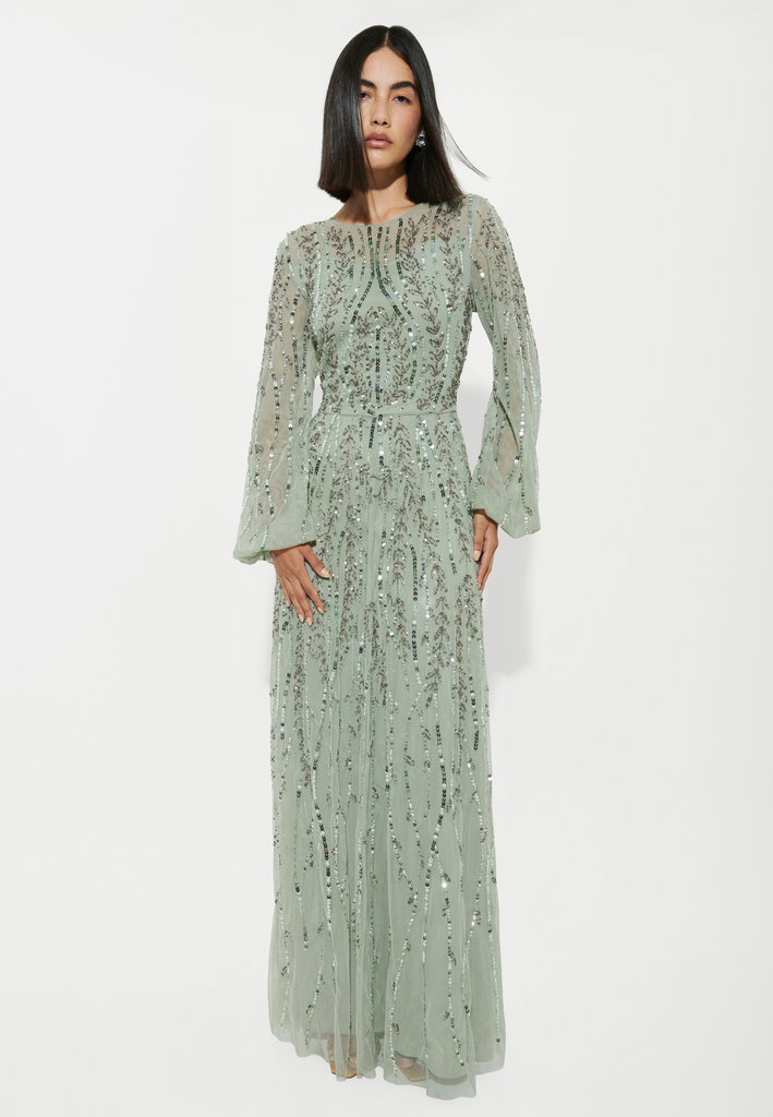 JANA MODEST EMBELLISHED SEQUIN DRESS