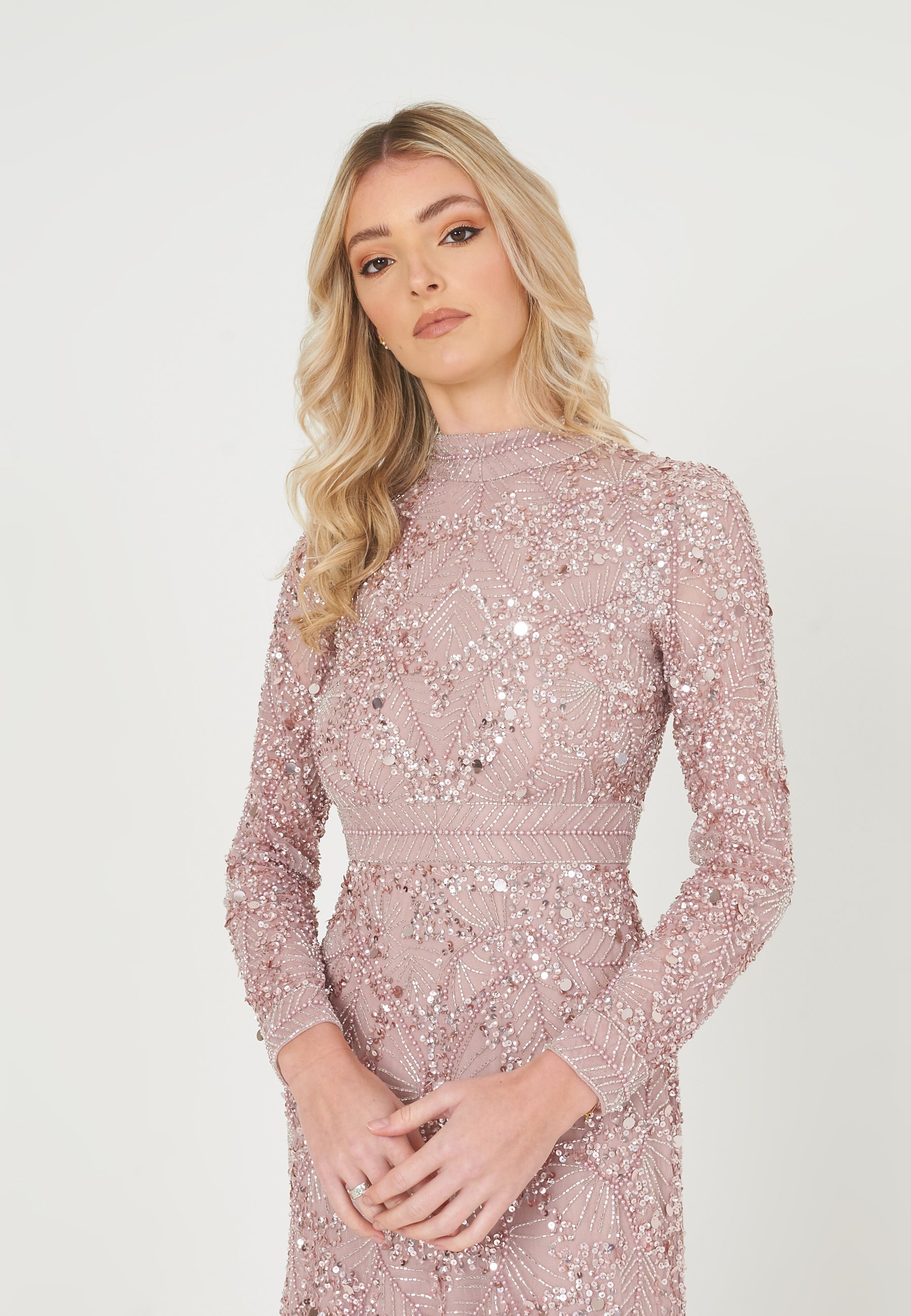 KYRA MODEST EMBELLISHED SEQUIN MAXI DRESS | MTZ240203