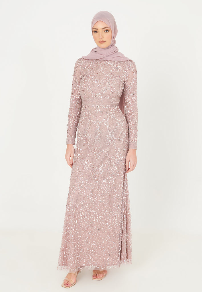 KYRA  MODEST EMBELLISHED SEQUIN DRESS