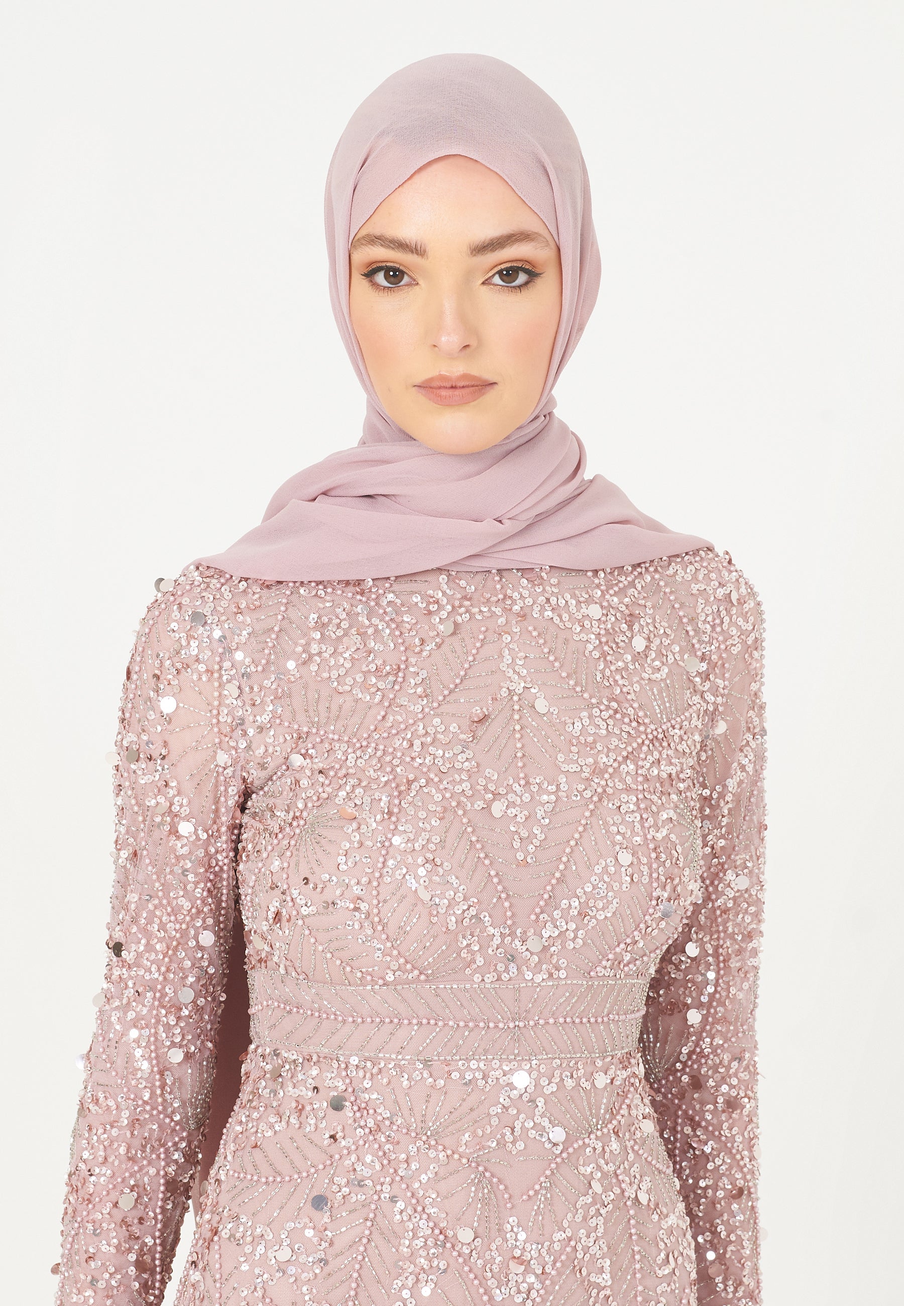 KYRA MODEST EMBELLISHED SEQUIN MAXI DRESS | MTZ240203
