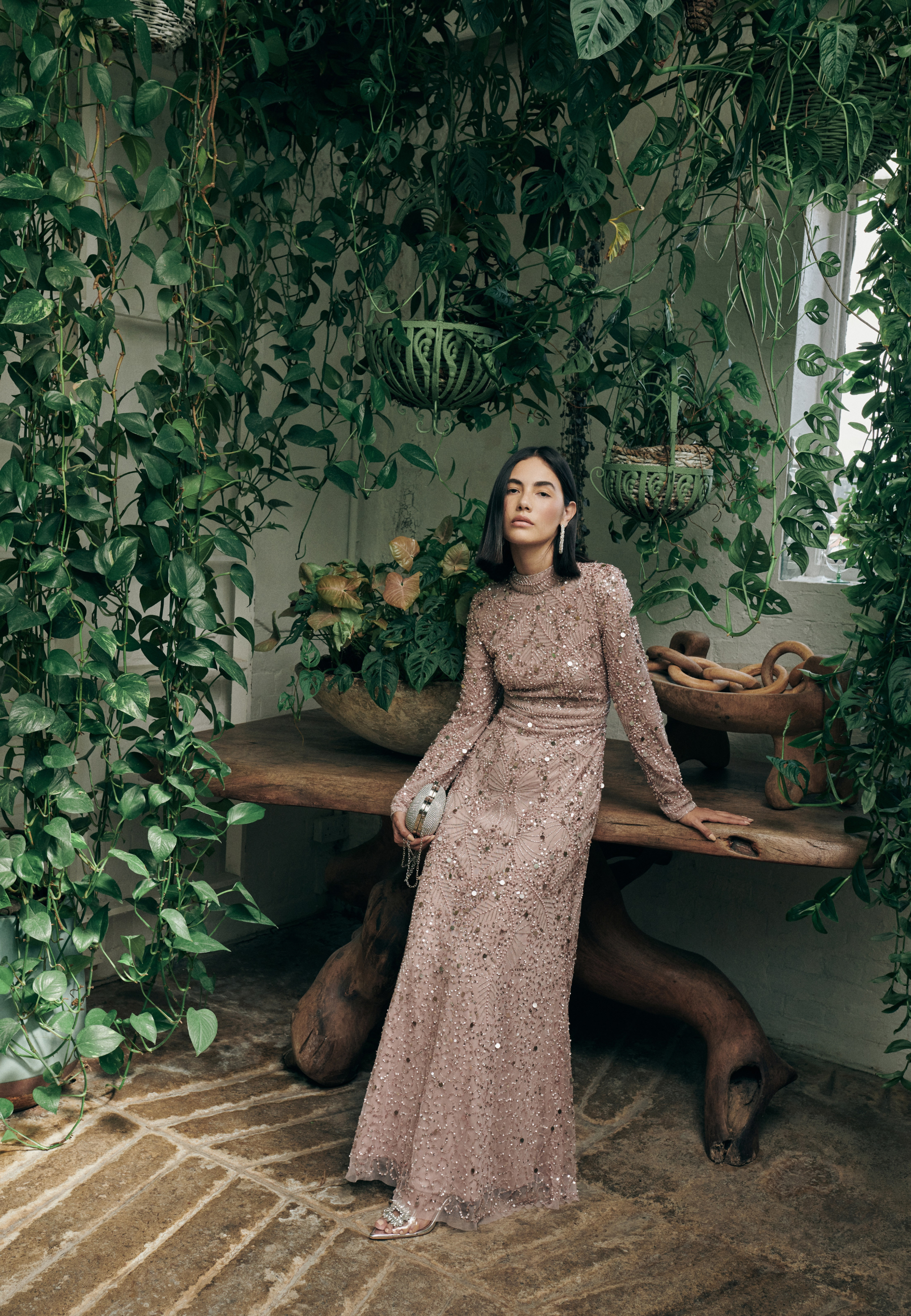 KYRA MODEST EMBELLISHED SEQUIN MAXI DRESS | MTZ240203