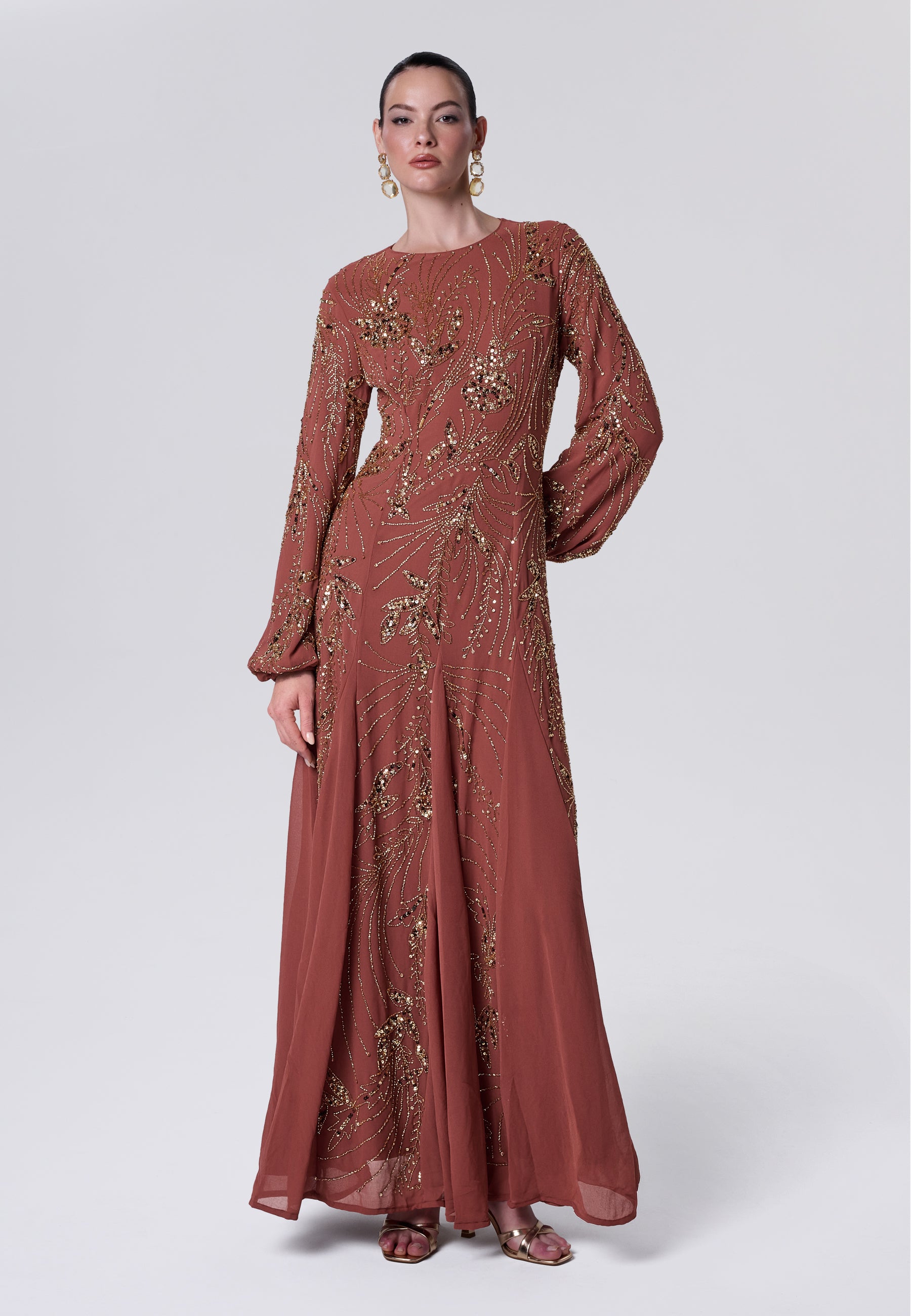 Lamis Modest Sequin Maxi Dress | MTZ260114