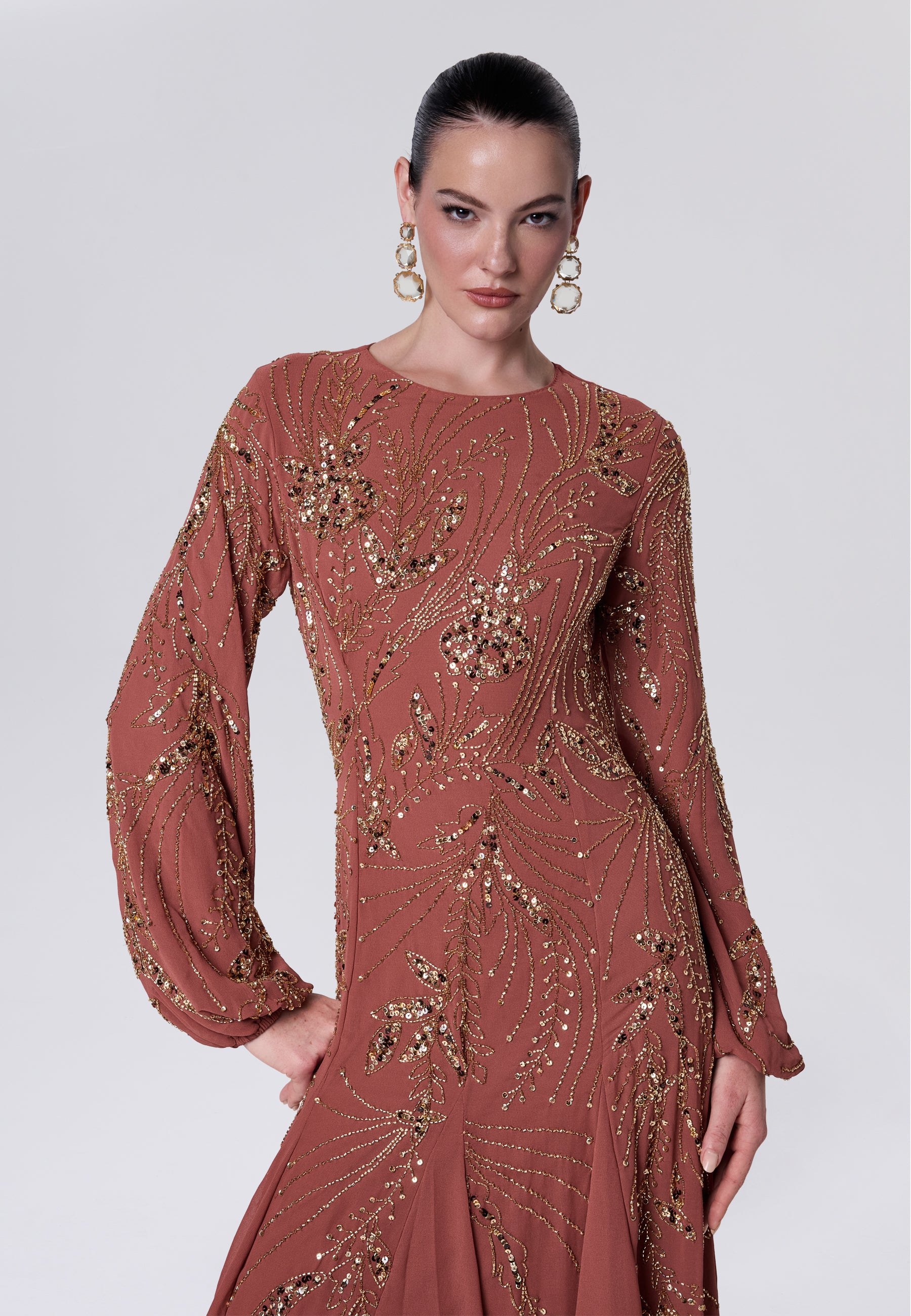 Lamis Modest Sequin Maxi Dress | MTZ260114