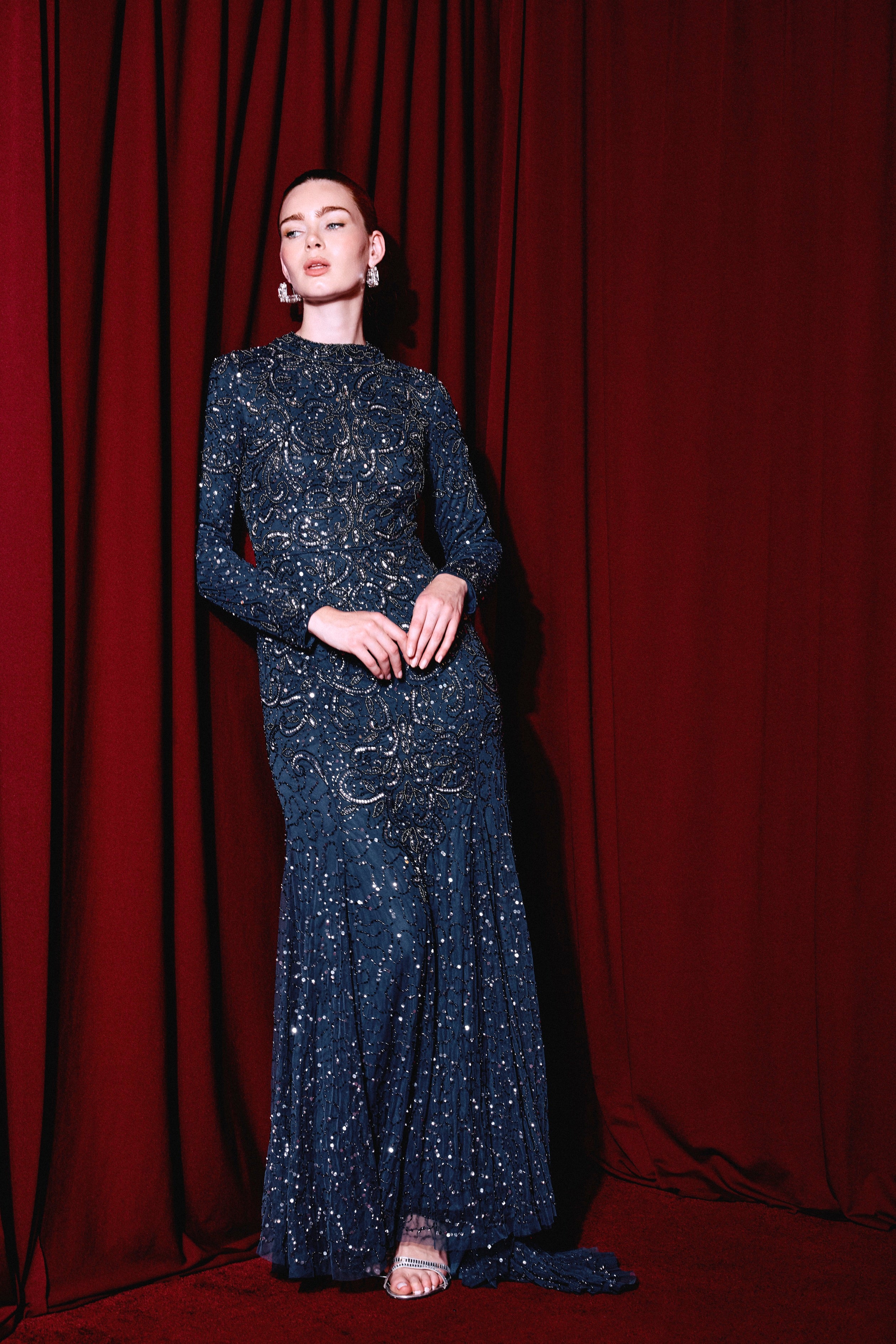 Mandisa Modest Sequin Maxi Dress | MTZ260813