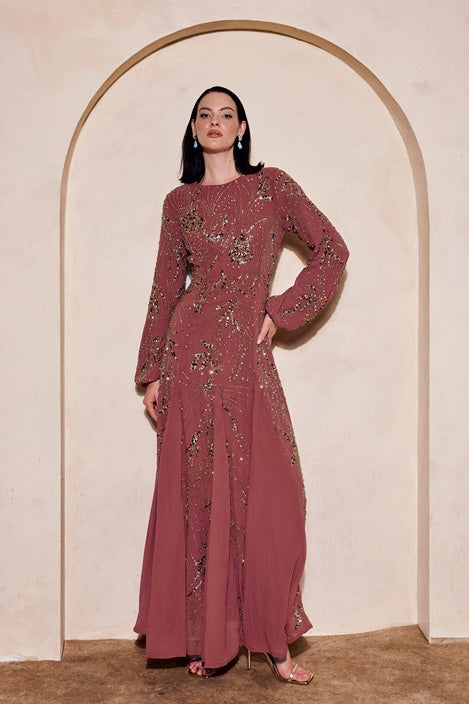 Lamis Modest Sequin Maxi Dress | MTZ260114