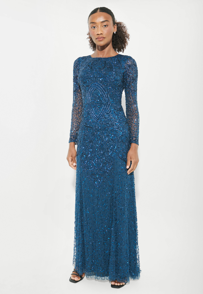 NOUR MODEST EMBELLISHED SEQUINS MAXI DRESS